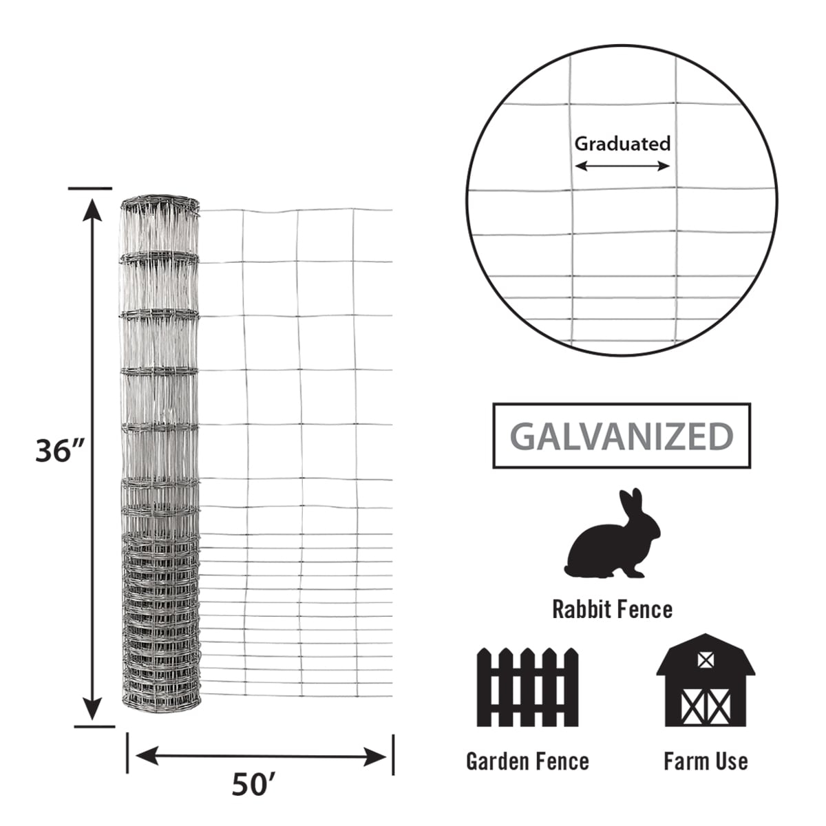 36-Inch Gray Galvanized Steel Rabbit Guard Garden Fence