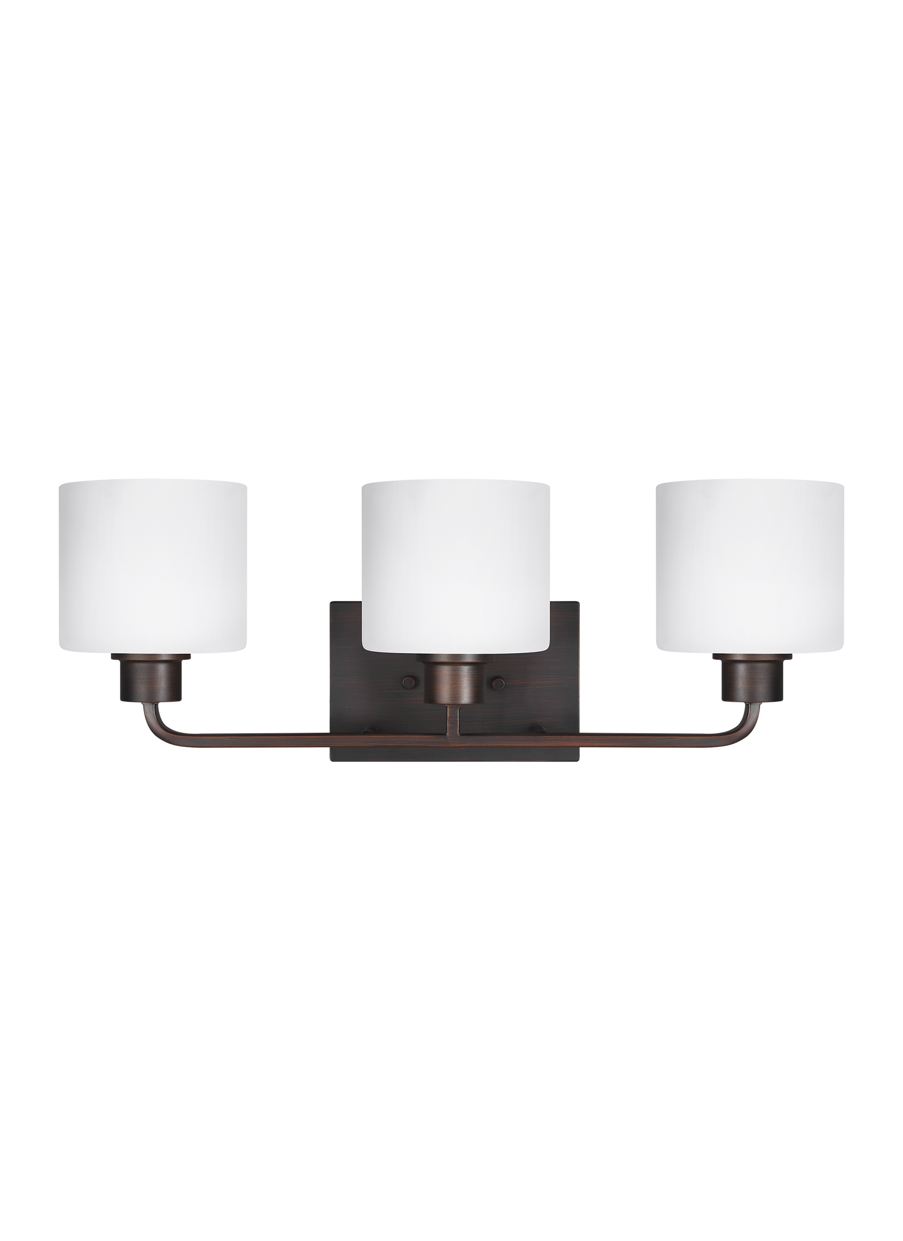 Canfield 23 in. 3-Light Burnt Sienna Minimalist Modern Wall Bathroom Vanity Light with Etched White Glass Shades