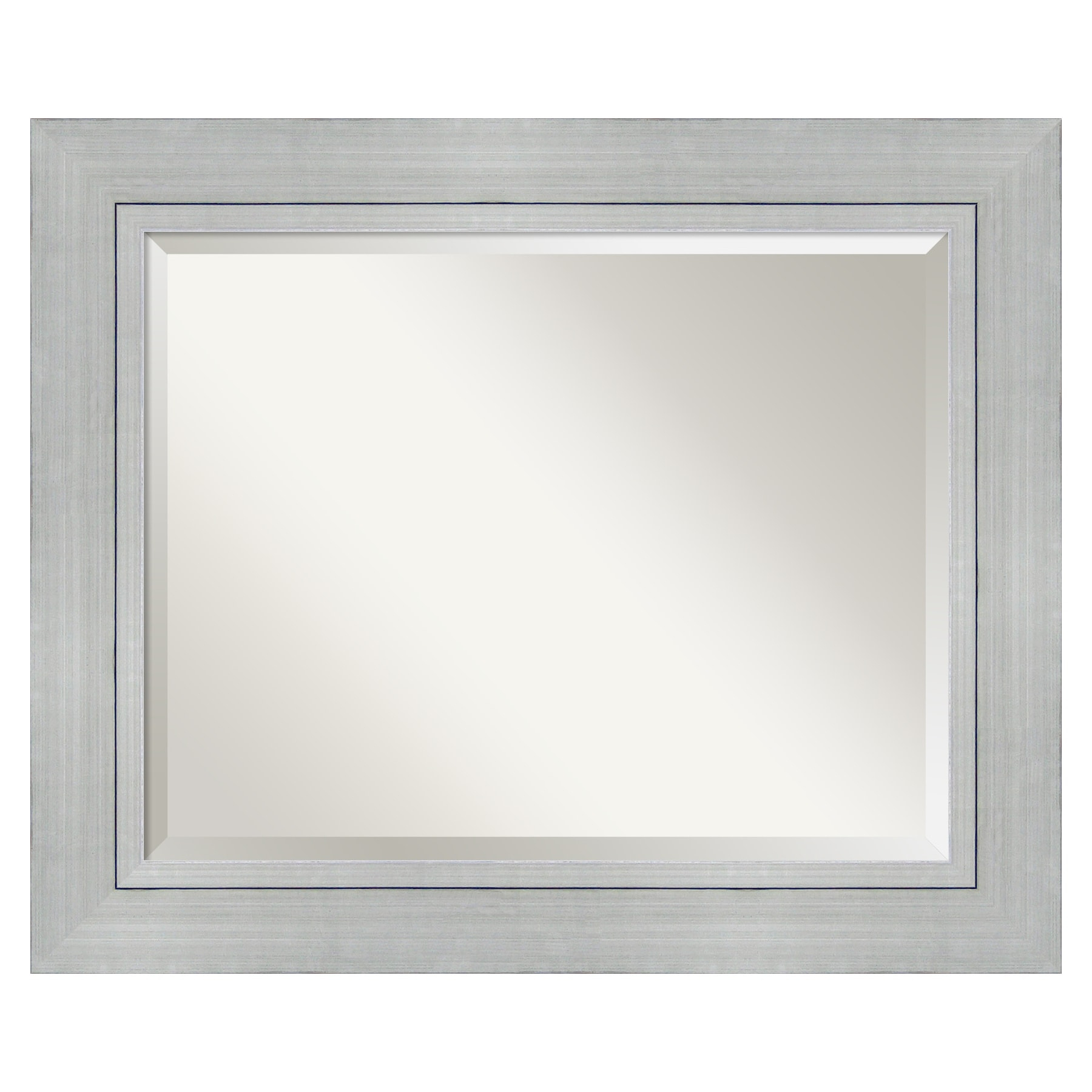 Amanti Art Beveled Wood Bathroom Wall Mirror - Romano Silver Frame - Outer Size: 35 x 29 in
