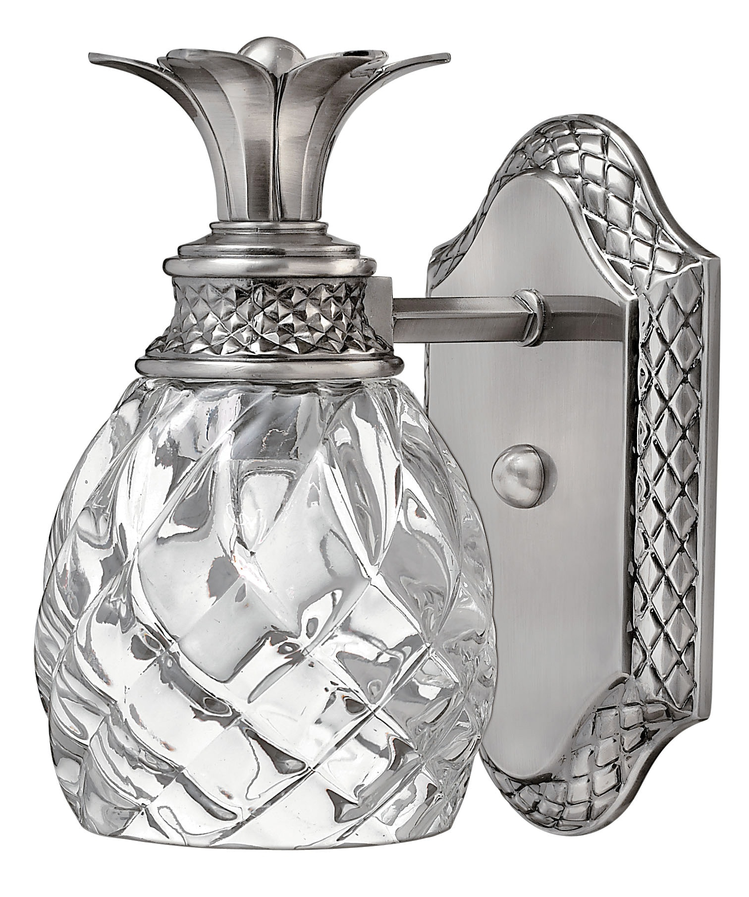 Elegant Pineapple Outdoor Nickel Wall Light with Clear Optic Glass
