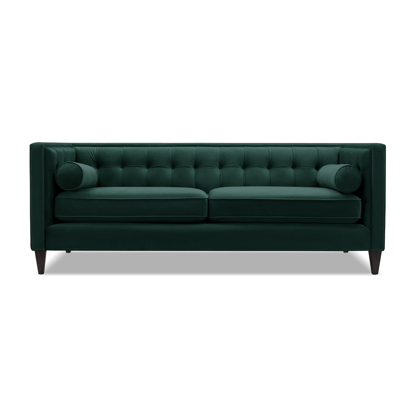 Jack 84" Velvet Tufted Tuxedo Sofa Double Cushion in Evergreen