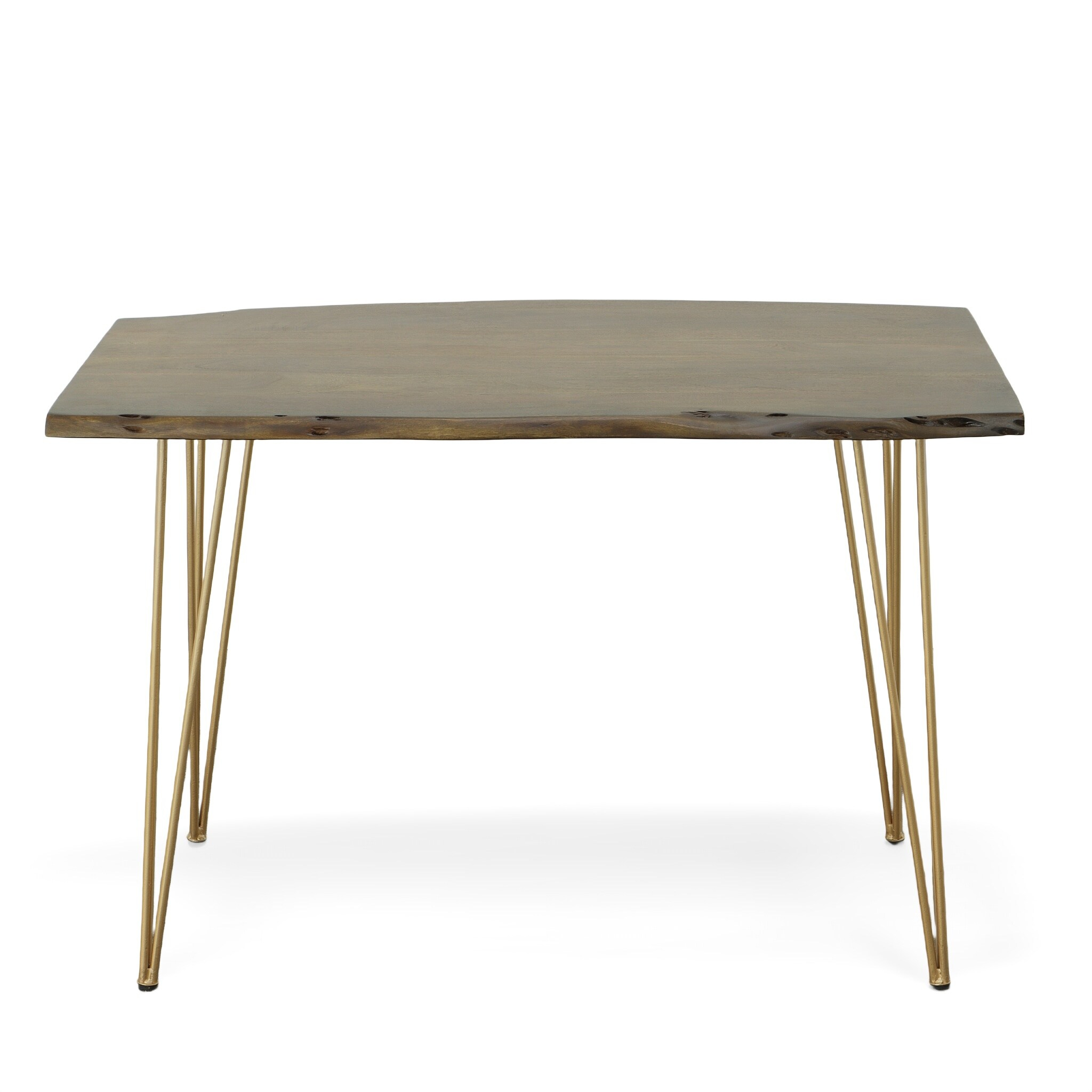 Carolina Chair & Table Seti Live Edge Dining Table - Elm Top - Gold Base