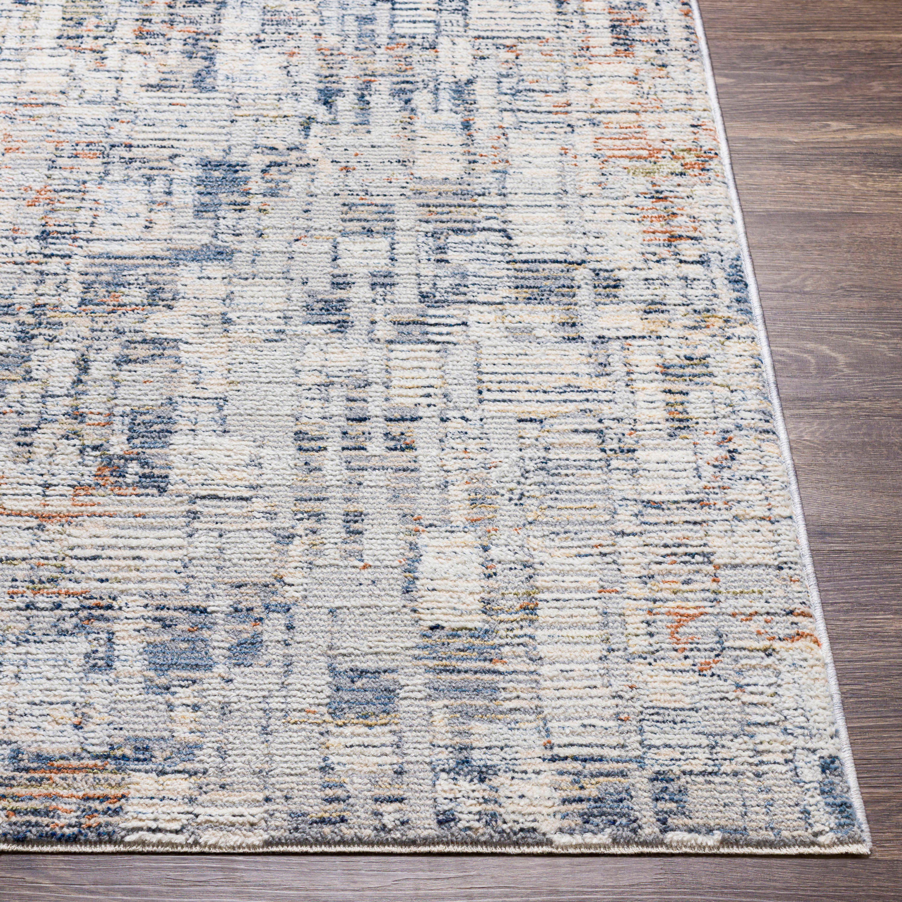 Gray and Multicolor Abstract Synthetic Area Rug
