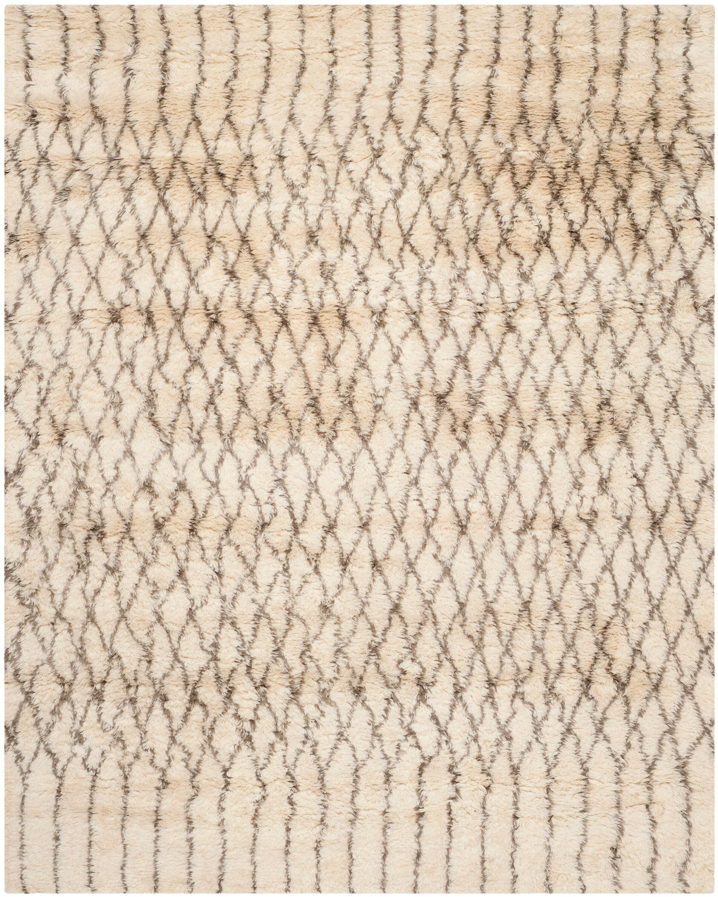 SAFAVIEH Casablanca Amber Abstract Shag Area Rug, Ivory/Grey, 9' x 12'