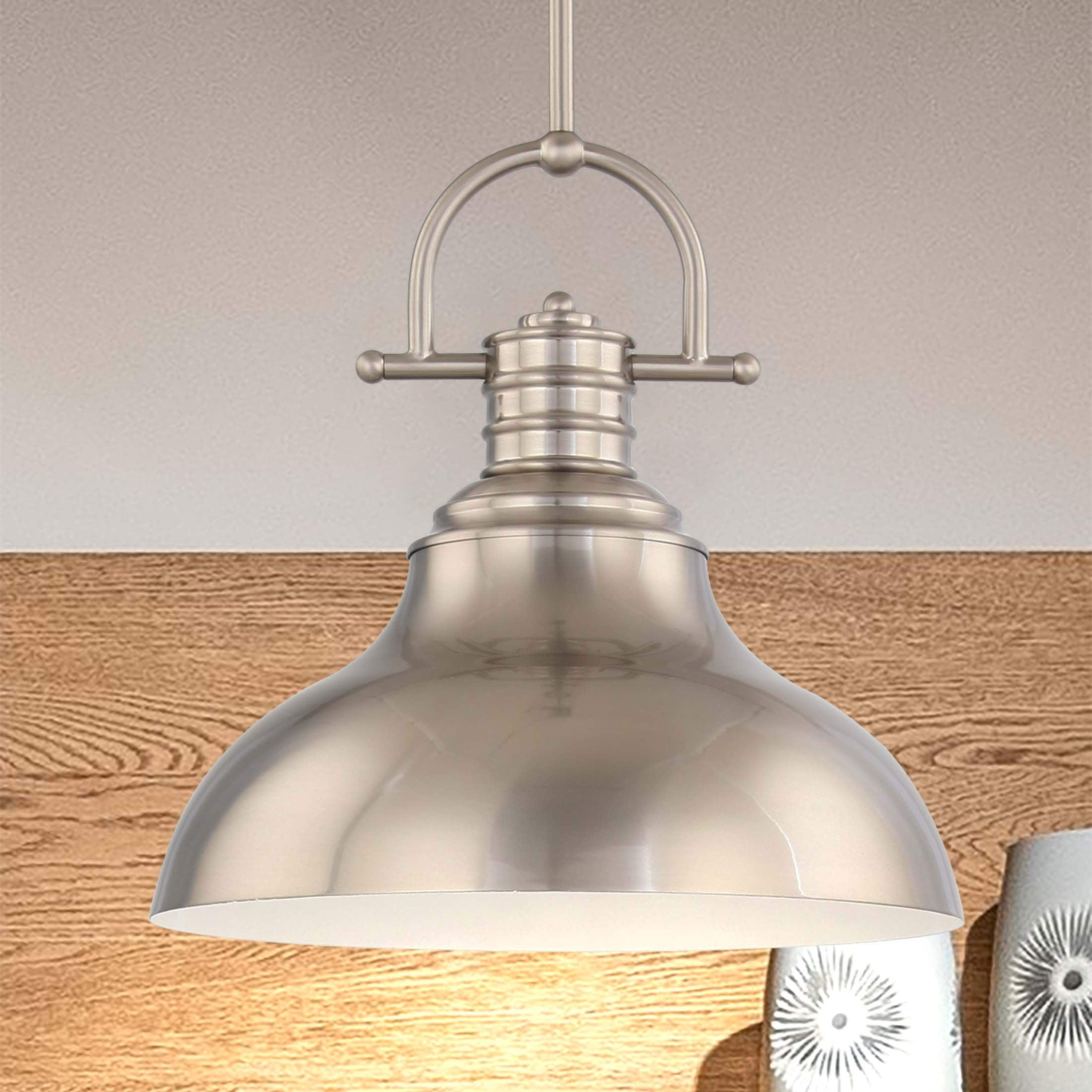 Volume Lighting  1-Light  LED Brushed Nickel Downrod Pendant l - Brushed Nickel