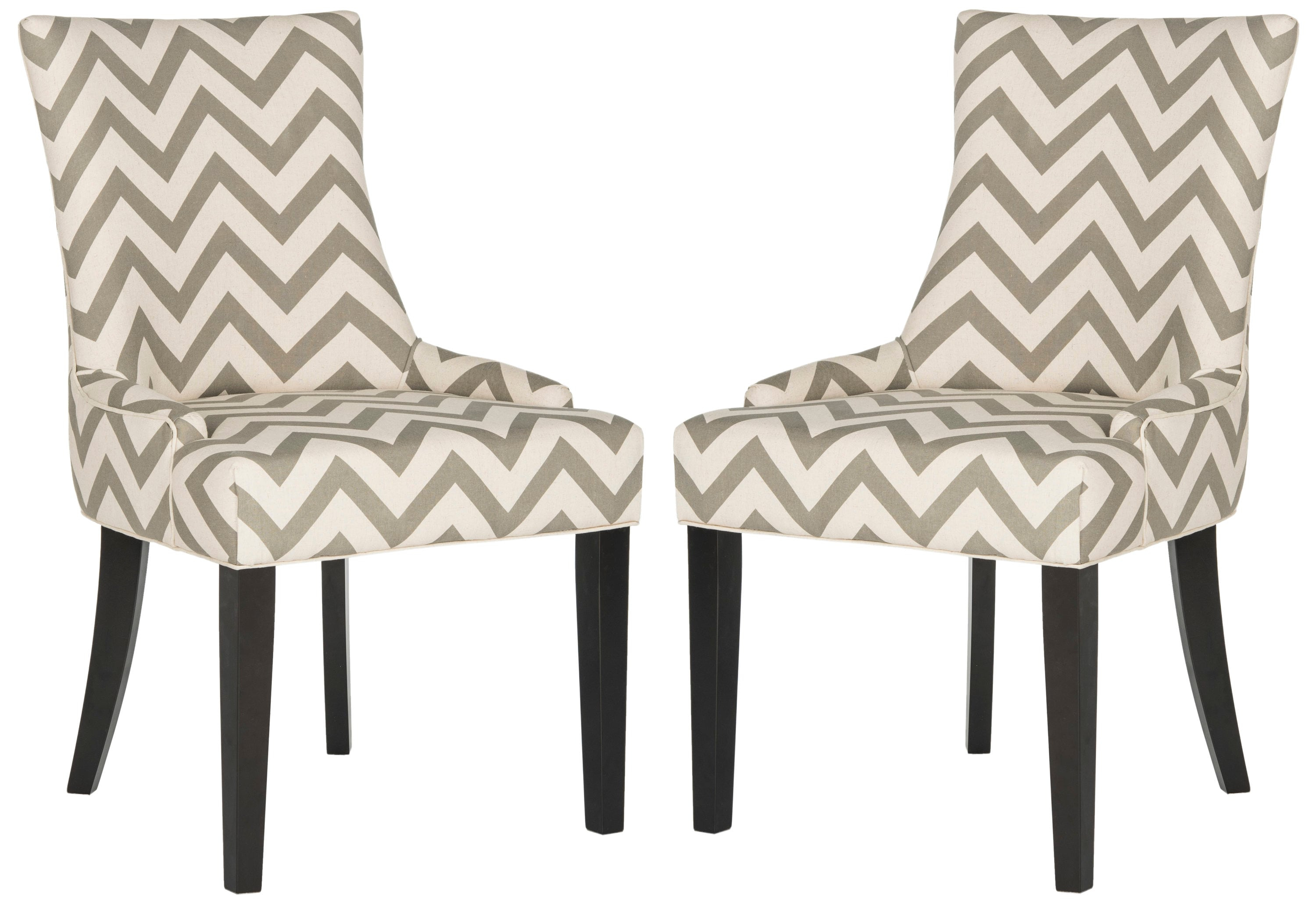 SAFAVIEH Lester 19" H Contemporary Glam Dining Chair, Grey/White/Espresso, Set of 2