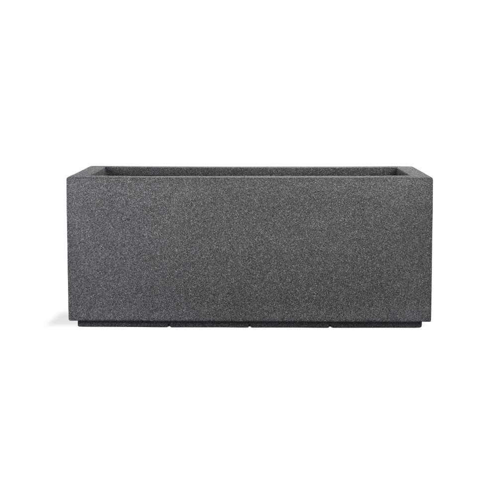 PolyStone Milan Tall Modern Outdoor/Indoor Rectangular Trough Planter, 46" L X 17" W X 19" H, Lightweight, Heavy Duty, Weather Resistant, Polymer Finish, Commercial and Residential (Gray Granite)
