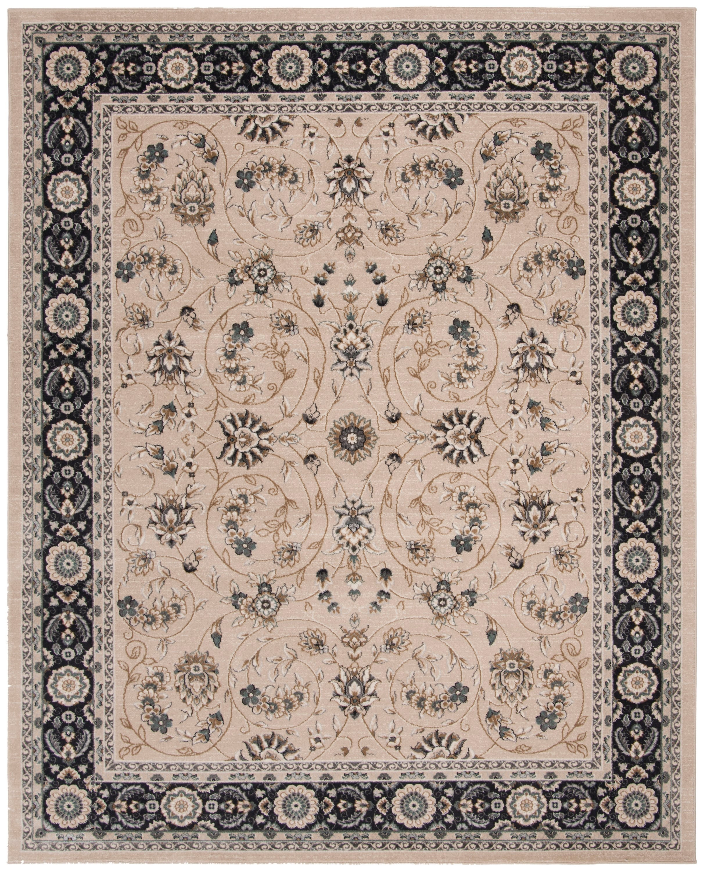 Lyndhurst Light Beige and Anthracite 8' x 10' Synthetic Area Rug