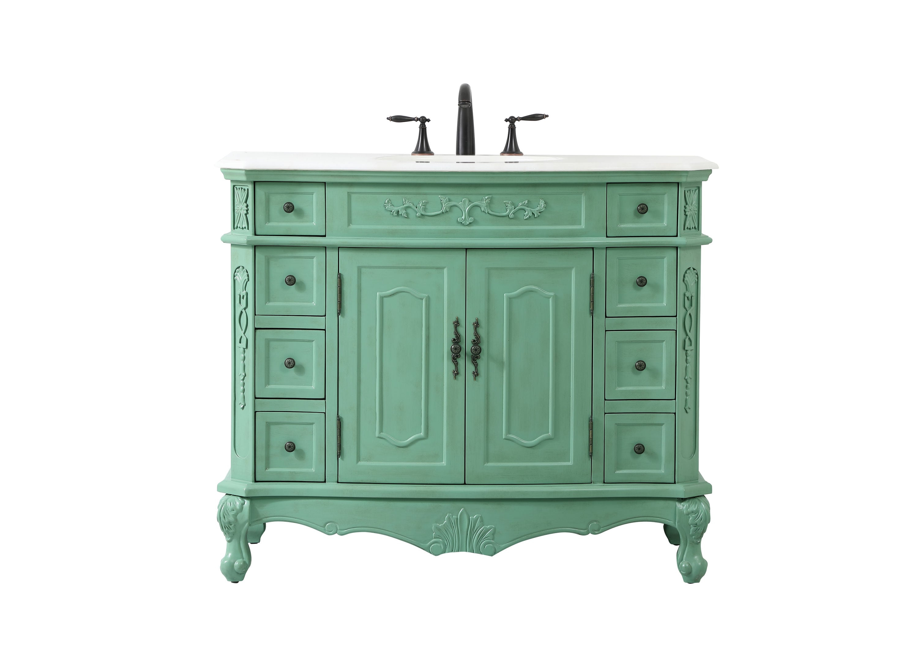 Elegant Decor Danville 42" Solid Wood Single Bathroom Vanity in Vintage Mint