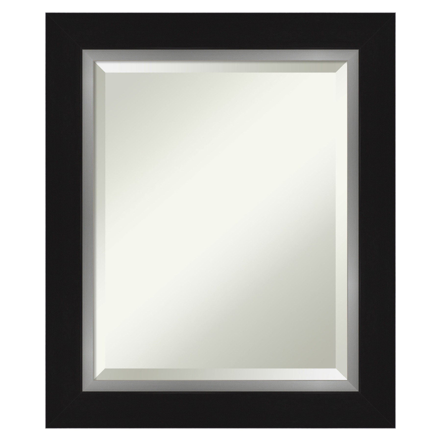 Amanti Art Eva Black Silver Framed Wall Mirror - 21.38 x 25.38 in