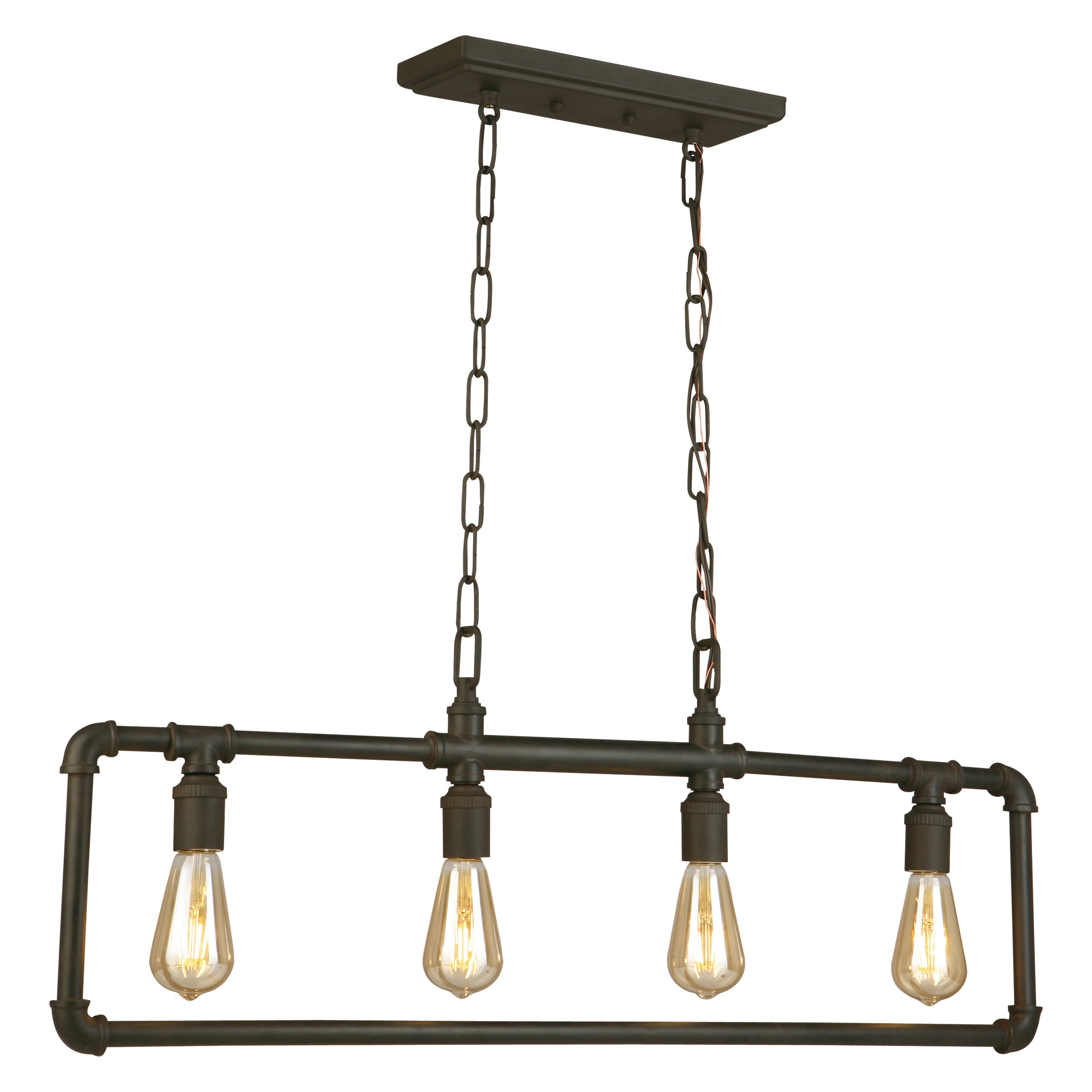 202847A-Eglo Lighting-Wymer - 35.13 Inch Four Light Pendant-Matte Bronze Finish
