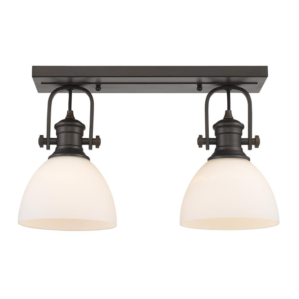 Hines 18" Transitional Brown Semi-Flush Mount Light with Opal Glass