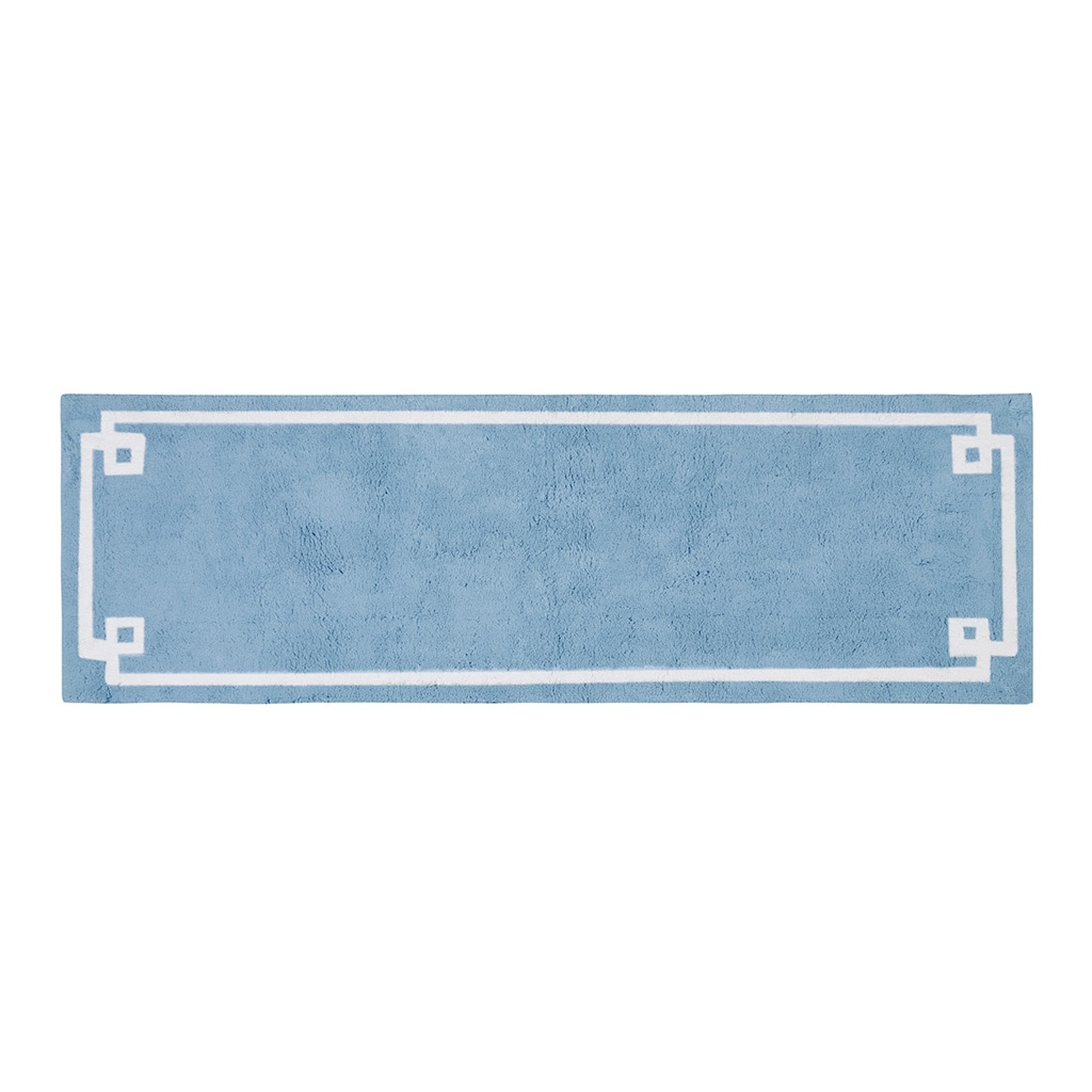 Blue and Gray Cotton Tufted Bath Rug 24" x 72"
