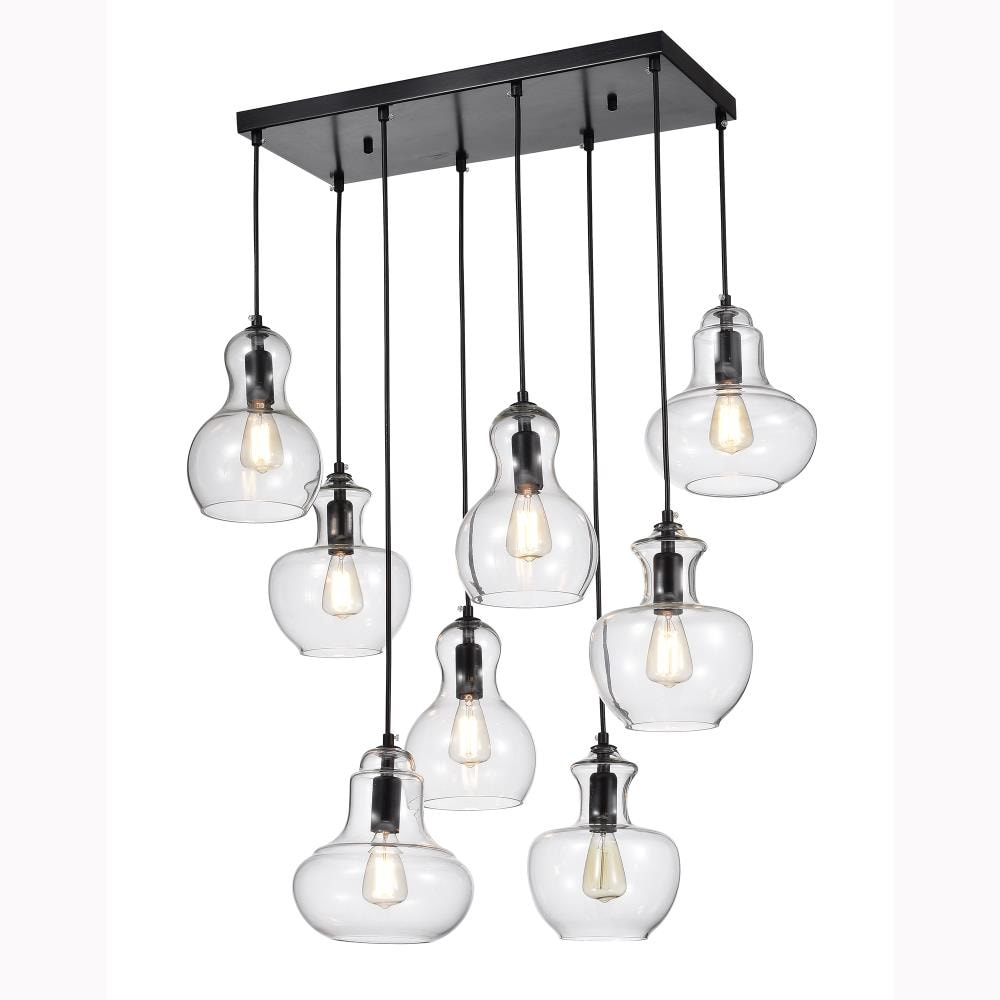 Warehouse of Tiffany  Beveen Black Metal and Glass 8-light Pendant