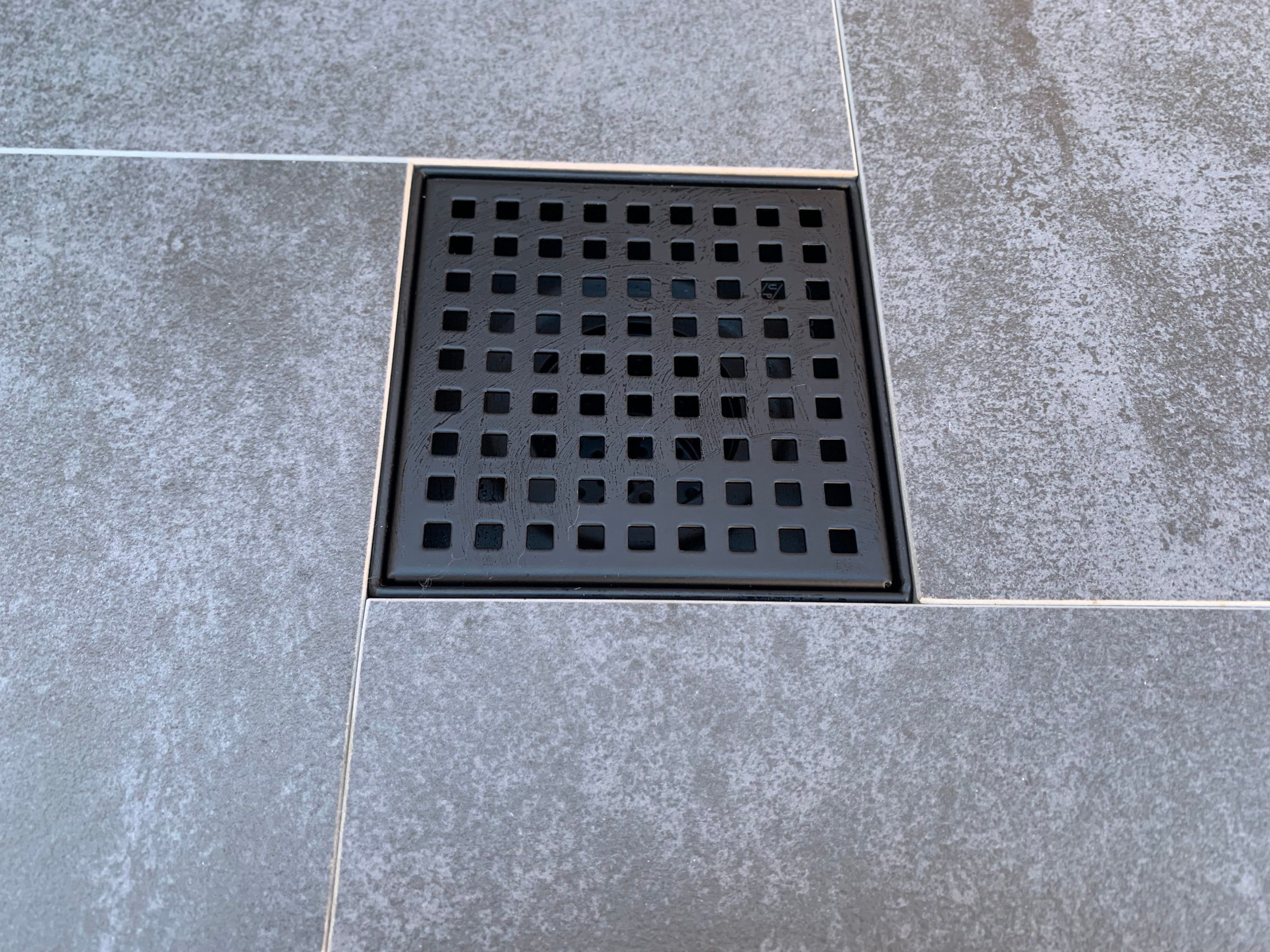 Matte Black Stainless Steel Square Shower Drain with Strainer