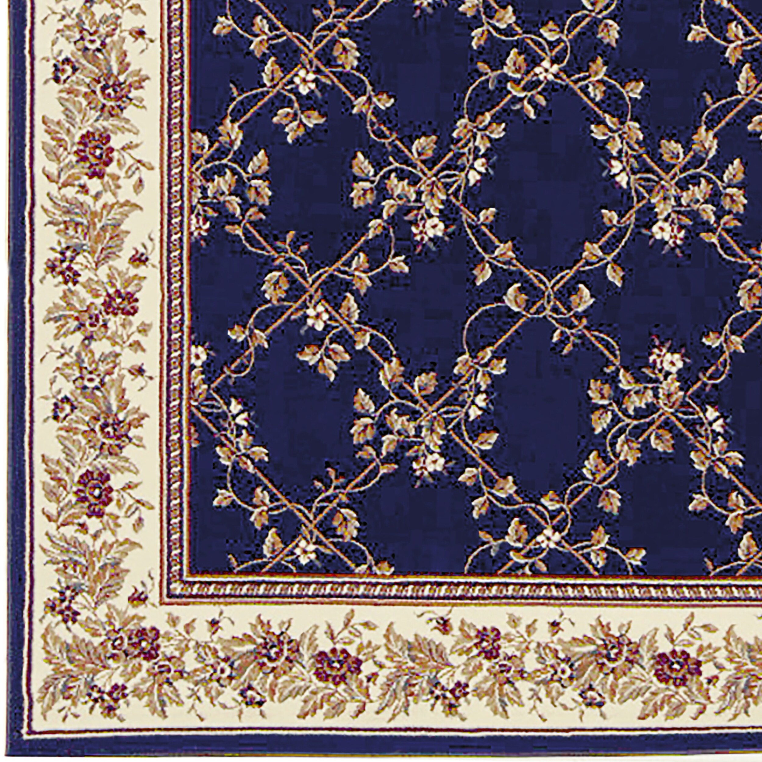 Radici Usa Noble Area Rug 1427 Navy Blue Floral Country 3' 3" x 5' 4" Rectangle