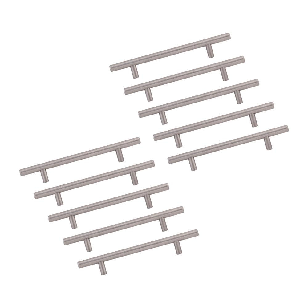 Design House 10-Pack Modern 6" Solid Center-to-Center Cabinet Pulls, Satin Nickel