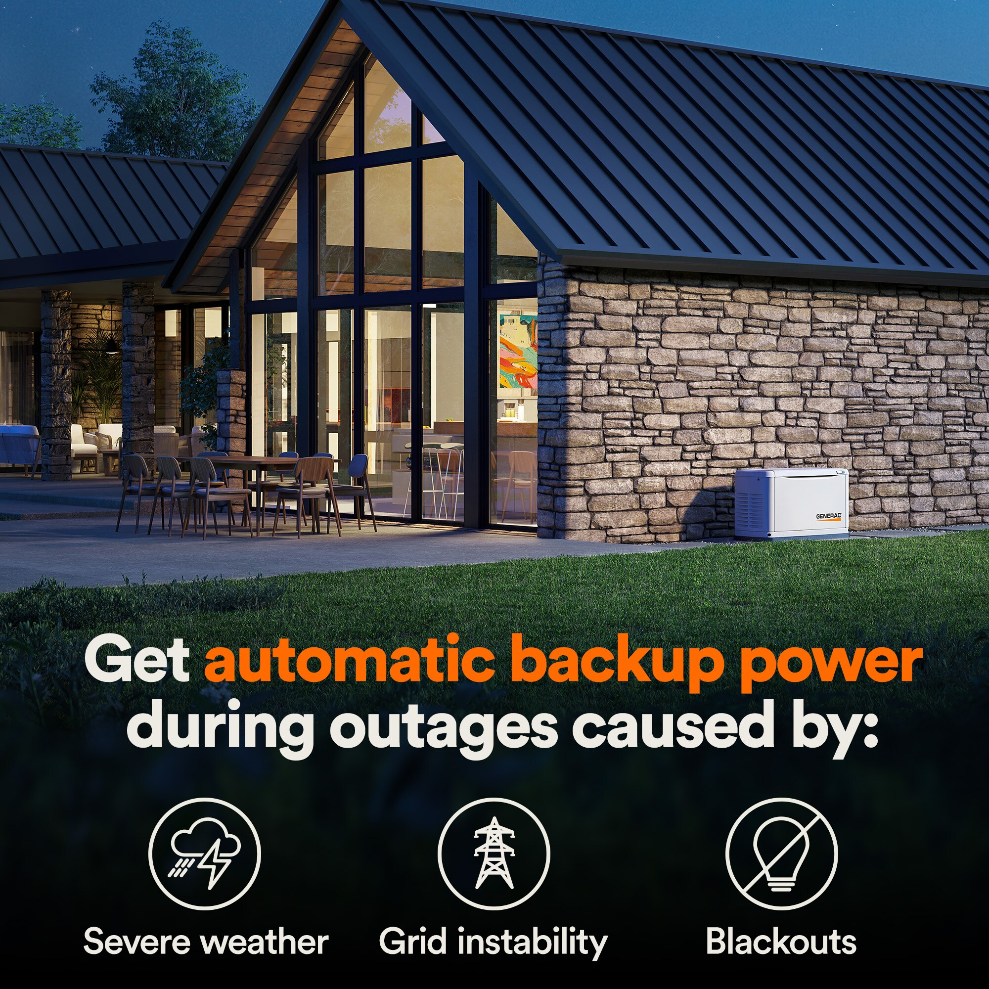 Generac 7.5kW Bisque Steel Standby Generator with Transfer Switch
