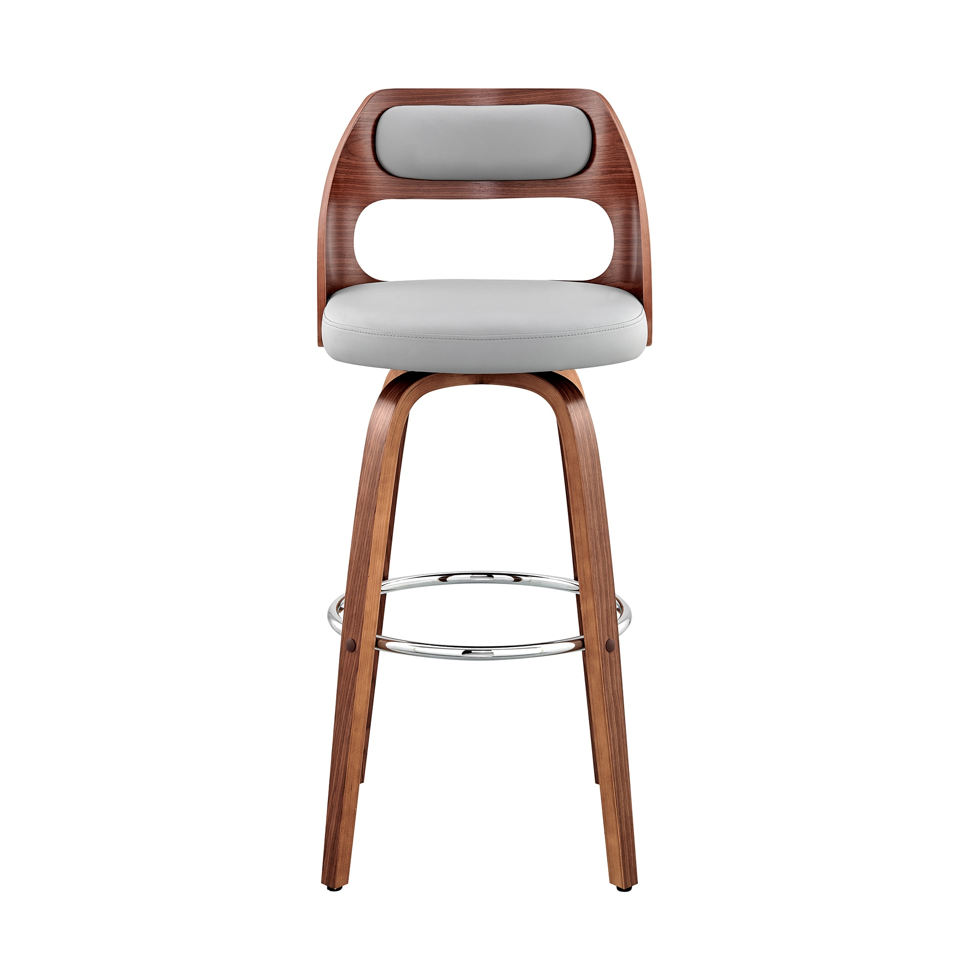 Armen Living Indoor Julius 30" Cream Faux Leather and Walnut Wood Bar Stool