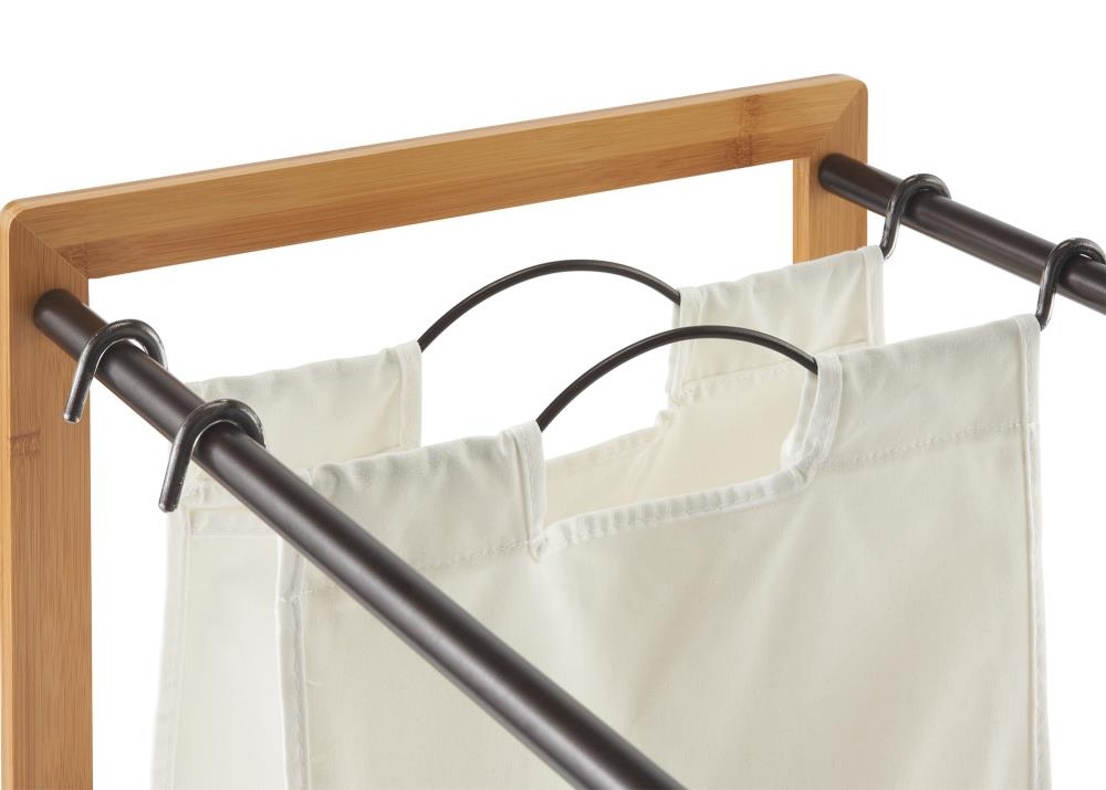 Trinity TRINITY EcoStorage 3-Bag Rolling Bamboo Laundry Cart w/ Poles