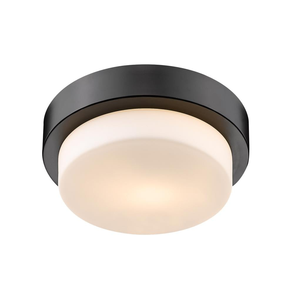 Golden Lighting Multi-Family 1-Light Flush Mount in Matte Black with Opal Glass