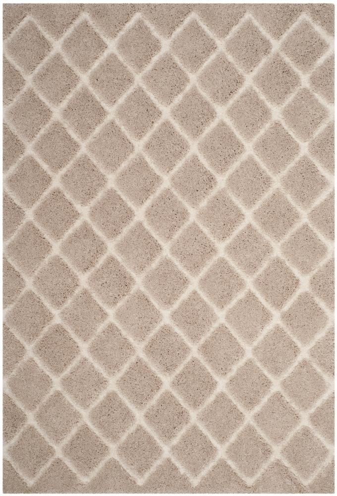 SAFAVIEH Adriana Anwar Geometric Diamonds Shag Area Rug, Beige/Cream, 4' x 6'