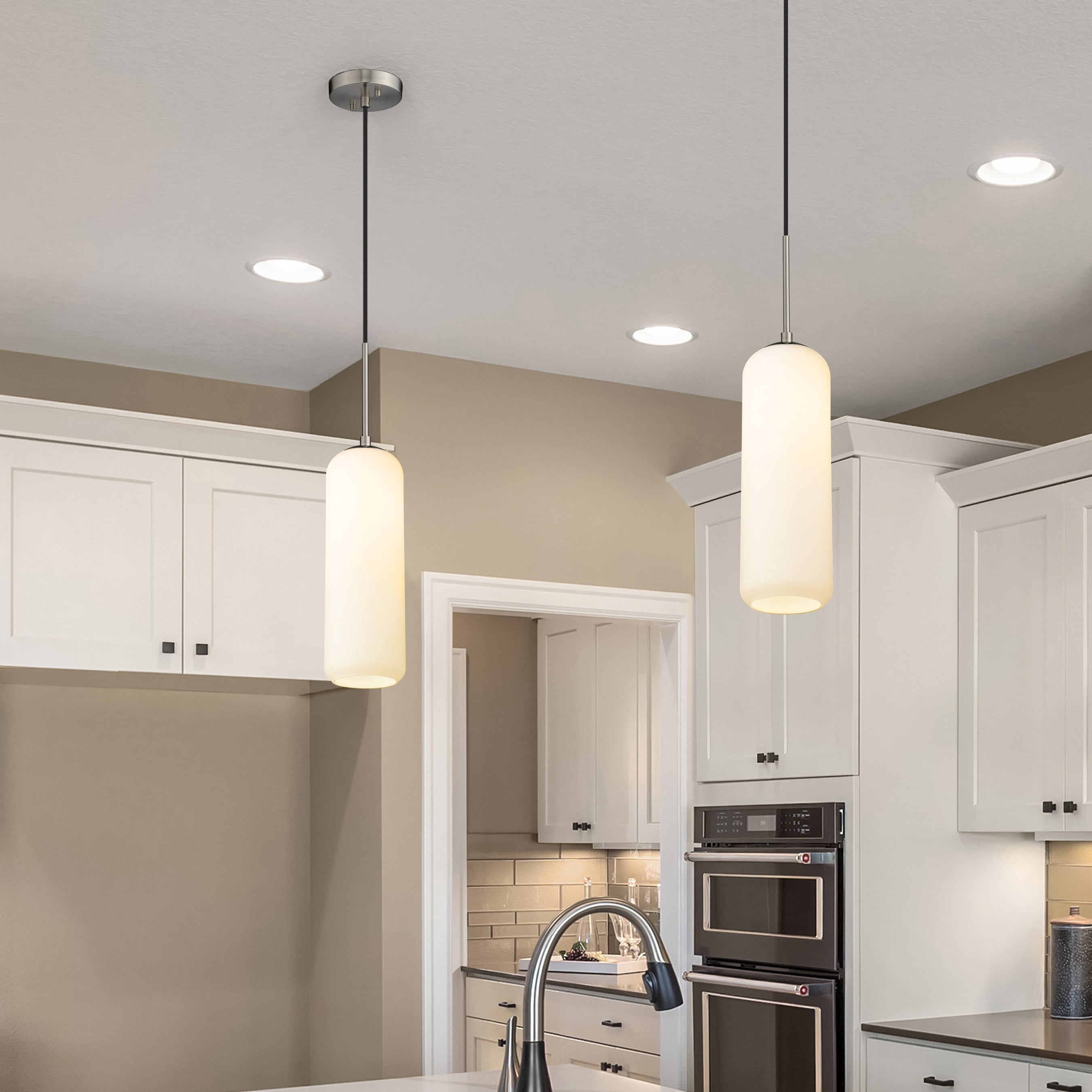 Monty 22" Brushed Nickel and Opal Glass Pendant Light