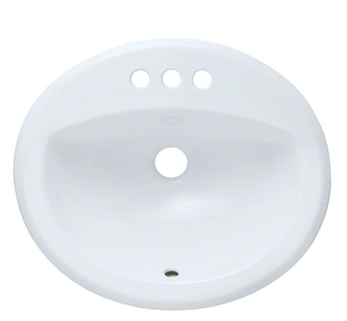 Kingsman Hardware Ceramic 19-in Drop-in Oval Modern White Bathroom Sink