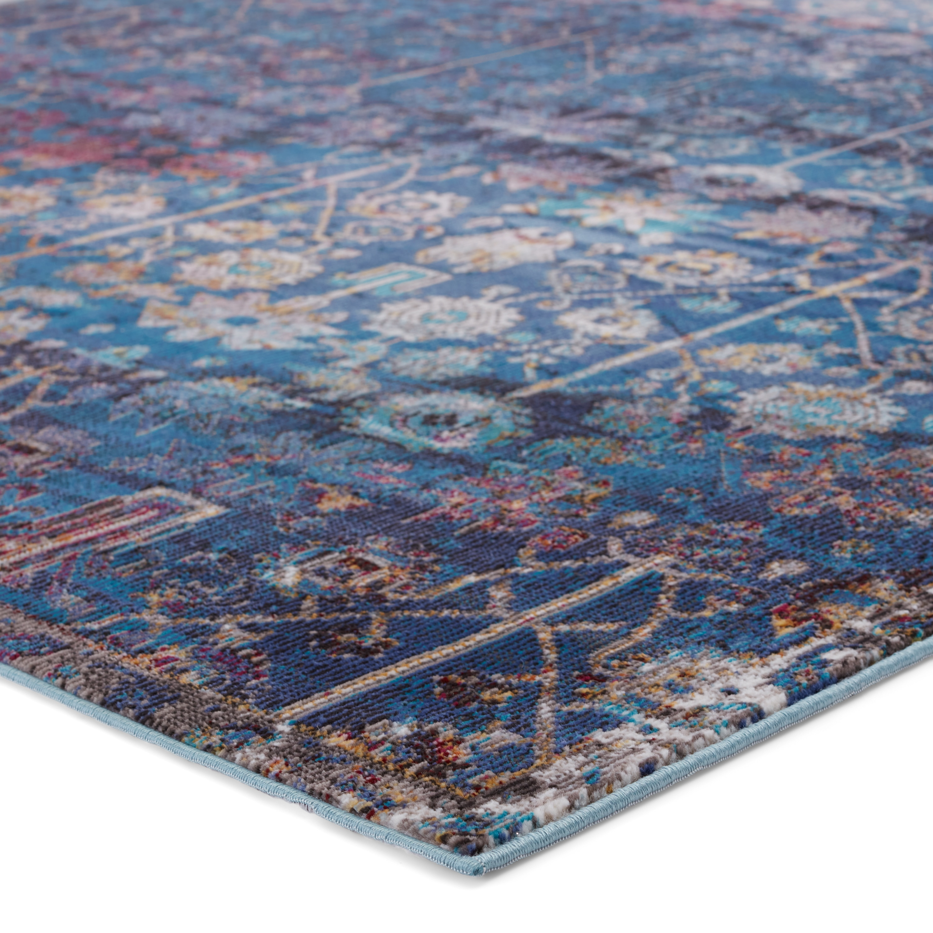 Izar Blue and Multicolor Synthetic 8' x 10' Area Rug