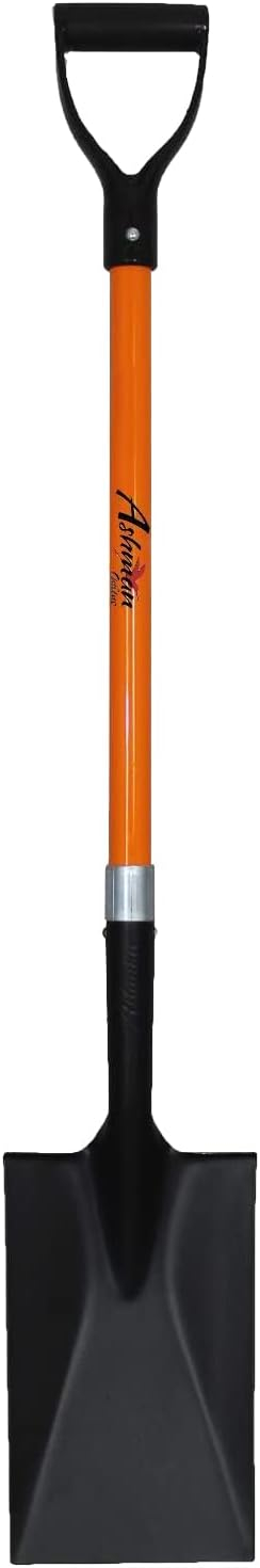 Ashman Online Heavy Duty Spade Shovel - 41 inches Long Orange Metal Shovel With D Grip Handle (1 Pack)