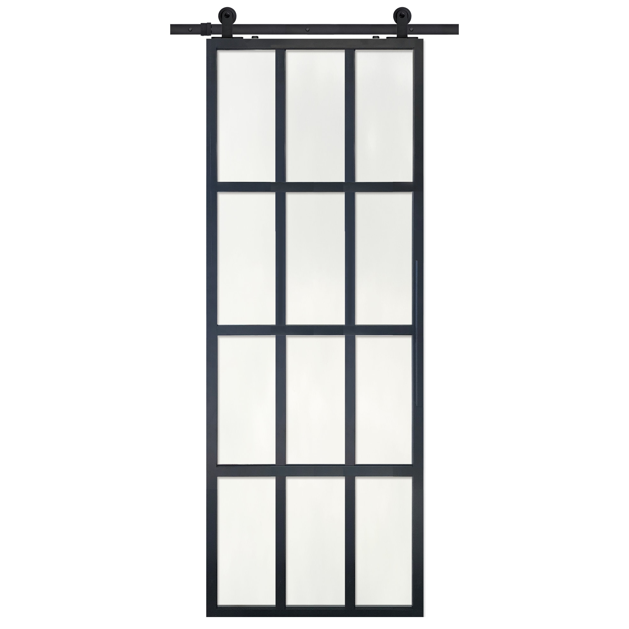 Barndoorz Single Glass Pane Glass with Installation Hardware Kit Barn Door