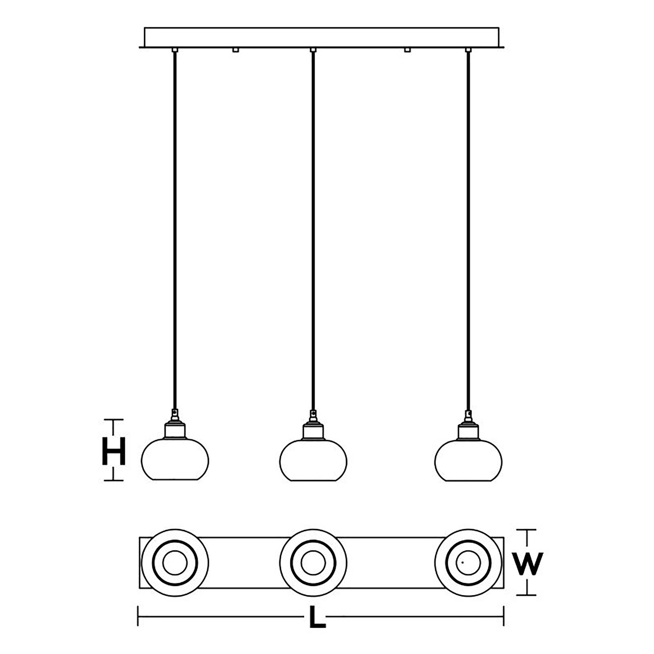 LNYP07MBBKLNR3-AFX-Laney - 3 Light Linear Pendant In Modern Style-6.8 Inches Tall and 6.6 Inches Wide-Black Finish