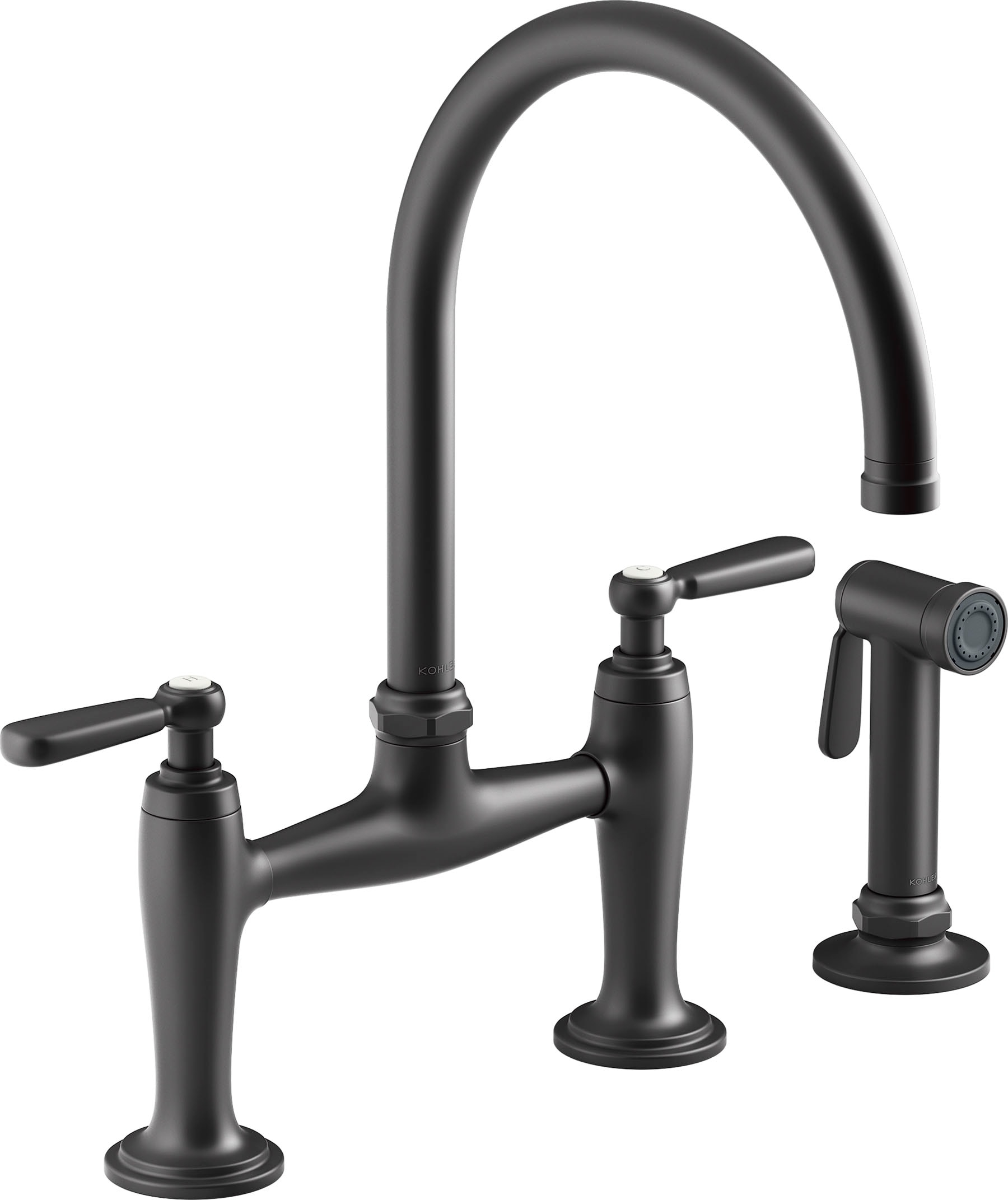 Edalyn by Studio McGee Two-Hole Bridge Kitchen Sink Faucet with Side Sprayer