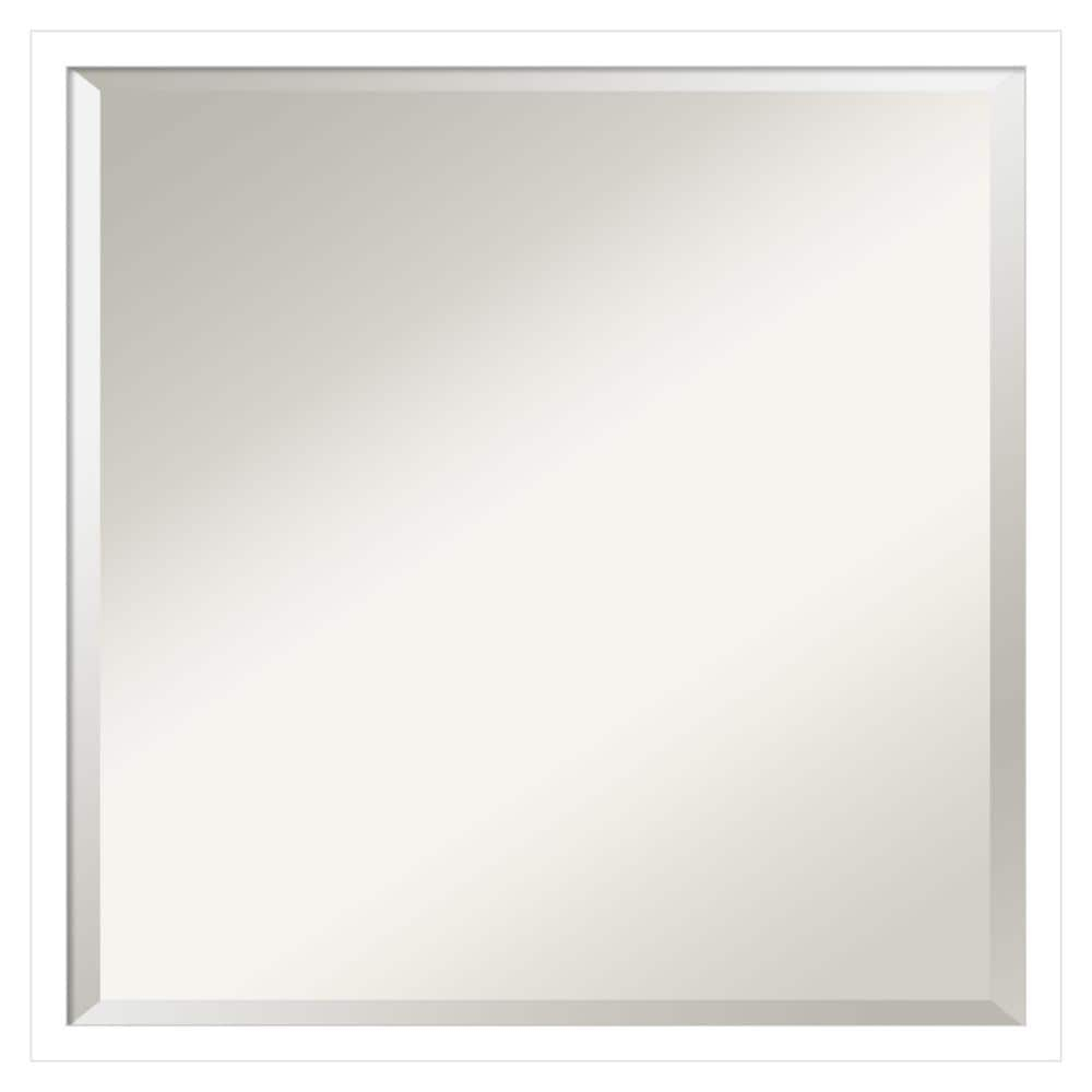 Amanti Art Beveled Wood Bathroom Wall Mirror - Svelte Frame Svelte White Outer Size: 21 x 21 in White