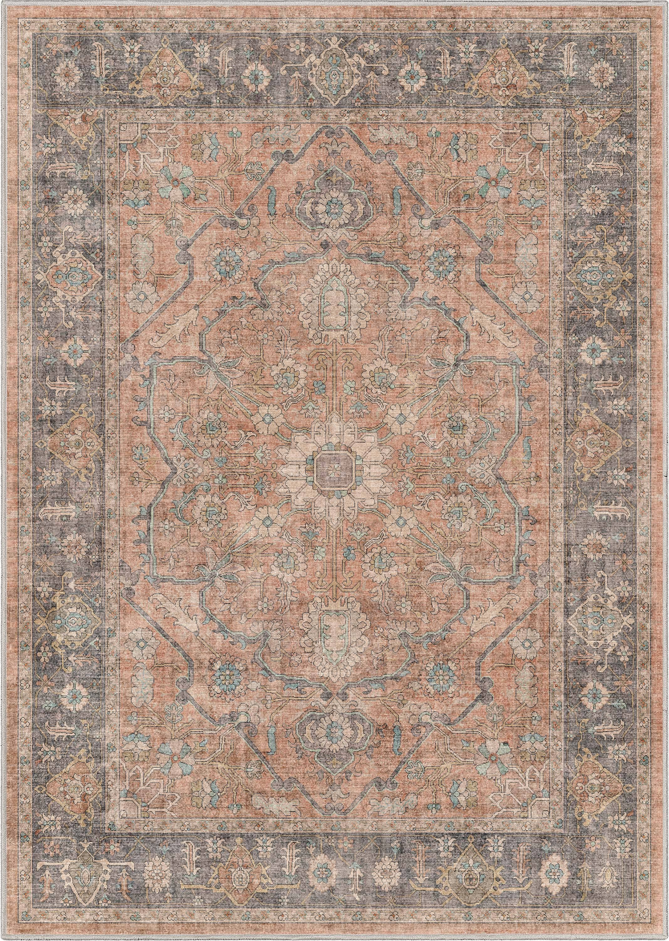 Well Woven Apollo Antigua Vintage Oriental Coral Flatweave 5'3" x 7'3" Area Rug