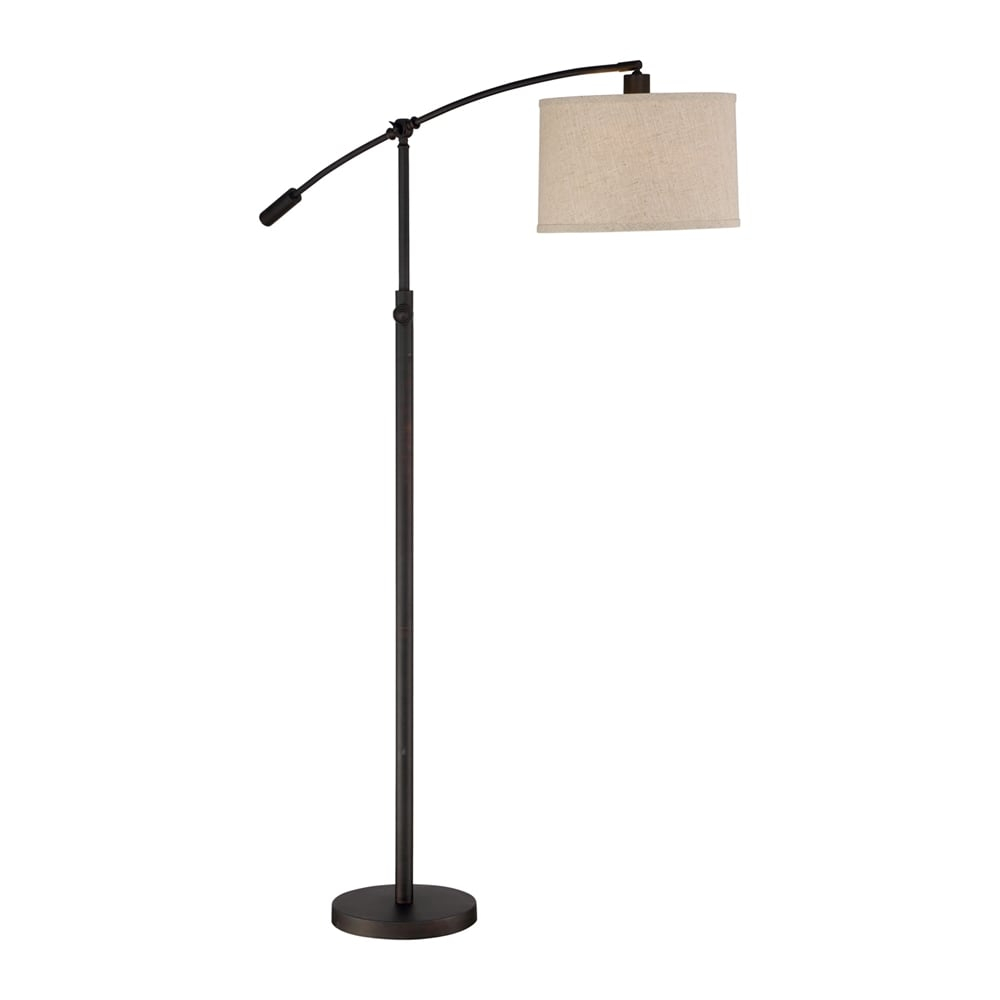 Clift Floor Lamp made of Steel and White Fabric Drum Shade