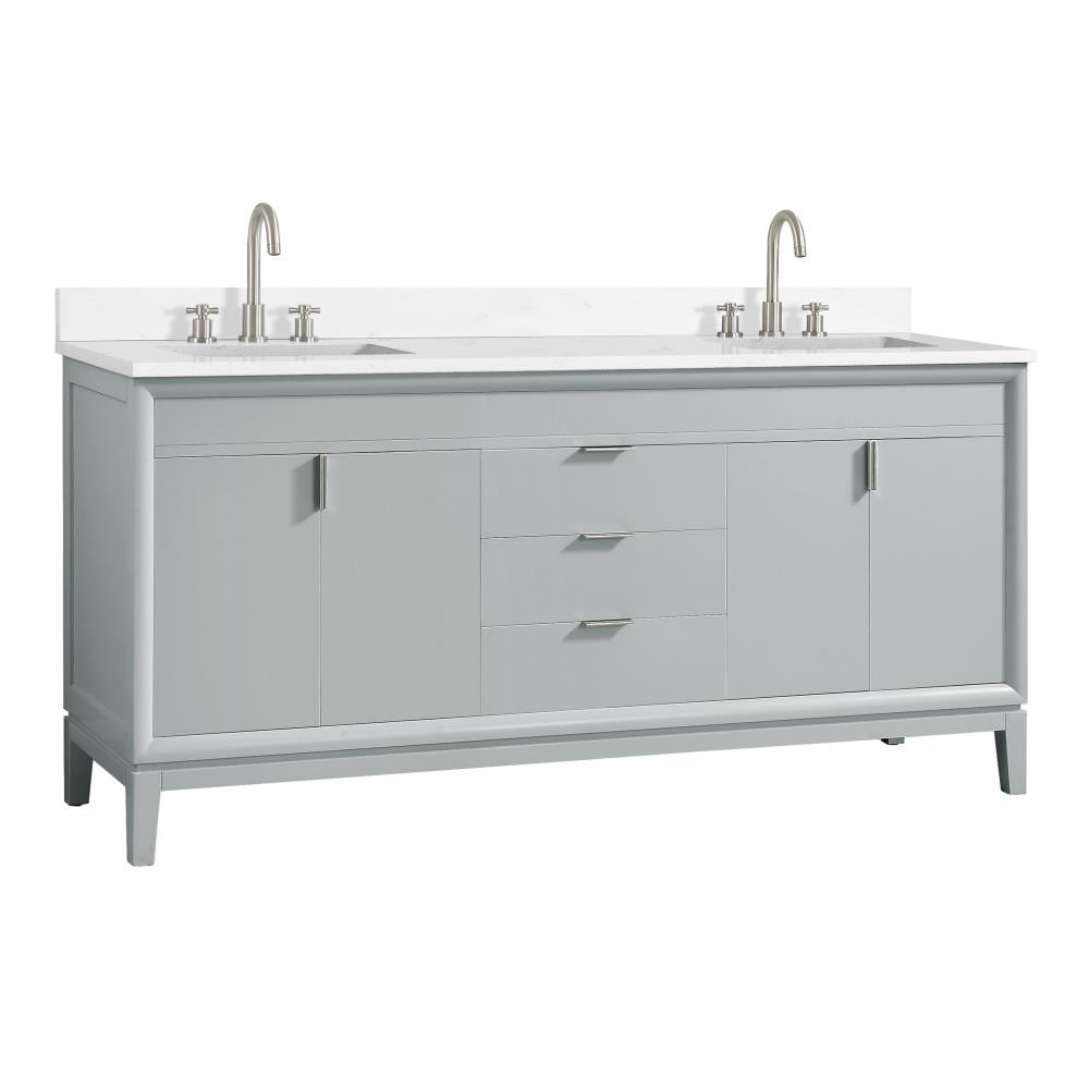 Emma 73-Inch Dove Gray Birch Double Sink Vanity with Engineered Stone Top