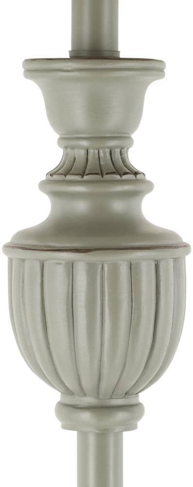 Elgood 59" Black and Gray Resin Floor Lamp with Linen Shade