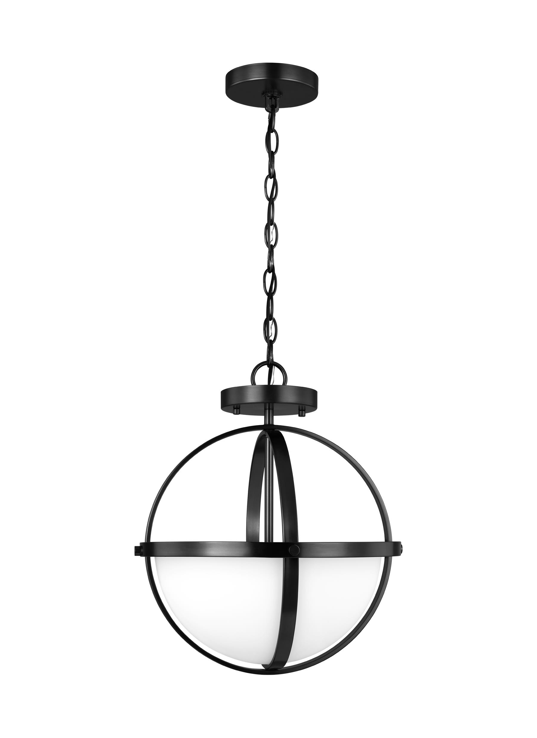 Generation Lighting Alturas 3 -Light Midnight Black Modern/contemporary Etched glass Globe Medium Hanging Pendant light