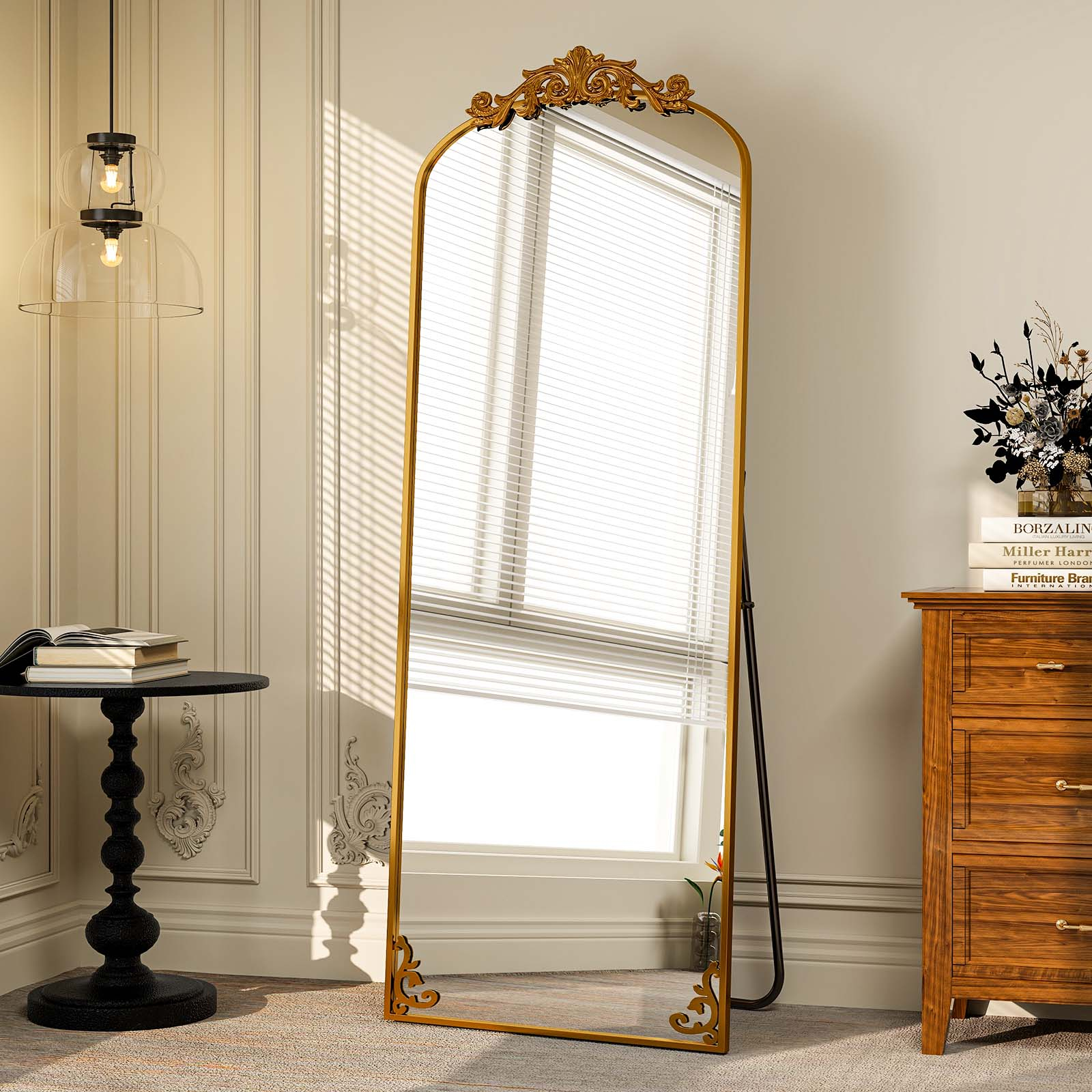 BEAUTYPEAK 64"x21" Full Length Mirror Rectangle Body Dressing Floor Standing Mirrors, Gold