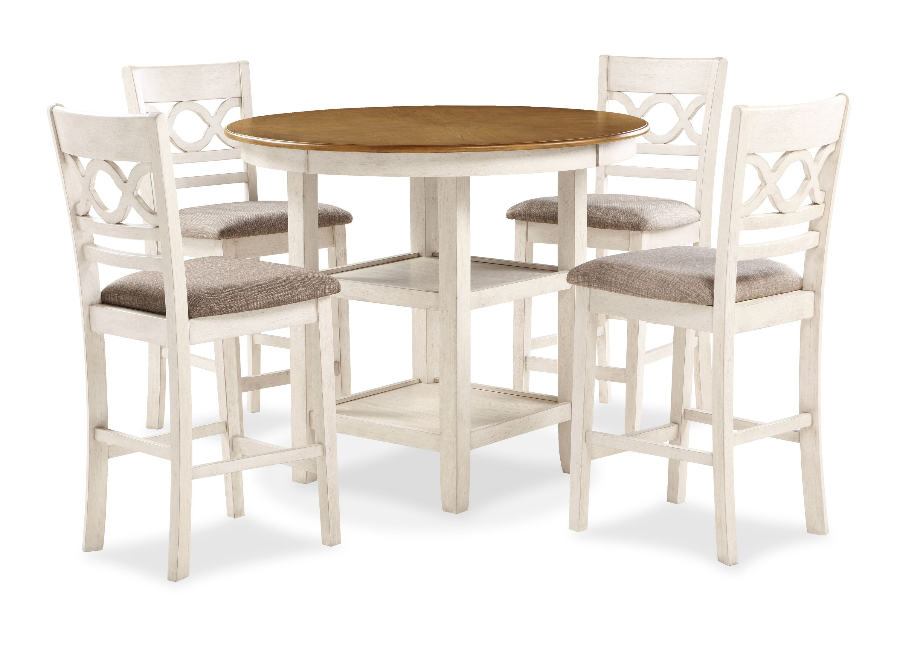 New Classic Furniture Cori 5-Piece Solid Wood Counter Dining Set in Brown/White