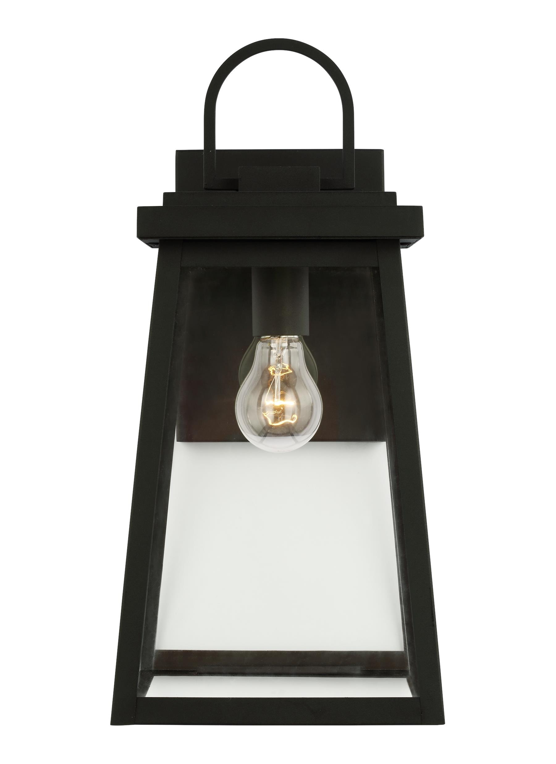 Founders Large 1-Light Black Transitional Exterior Outdoor Wall Sconce with Clear and White Glass Panels Included