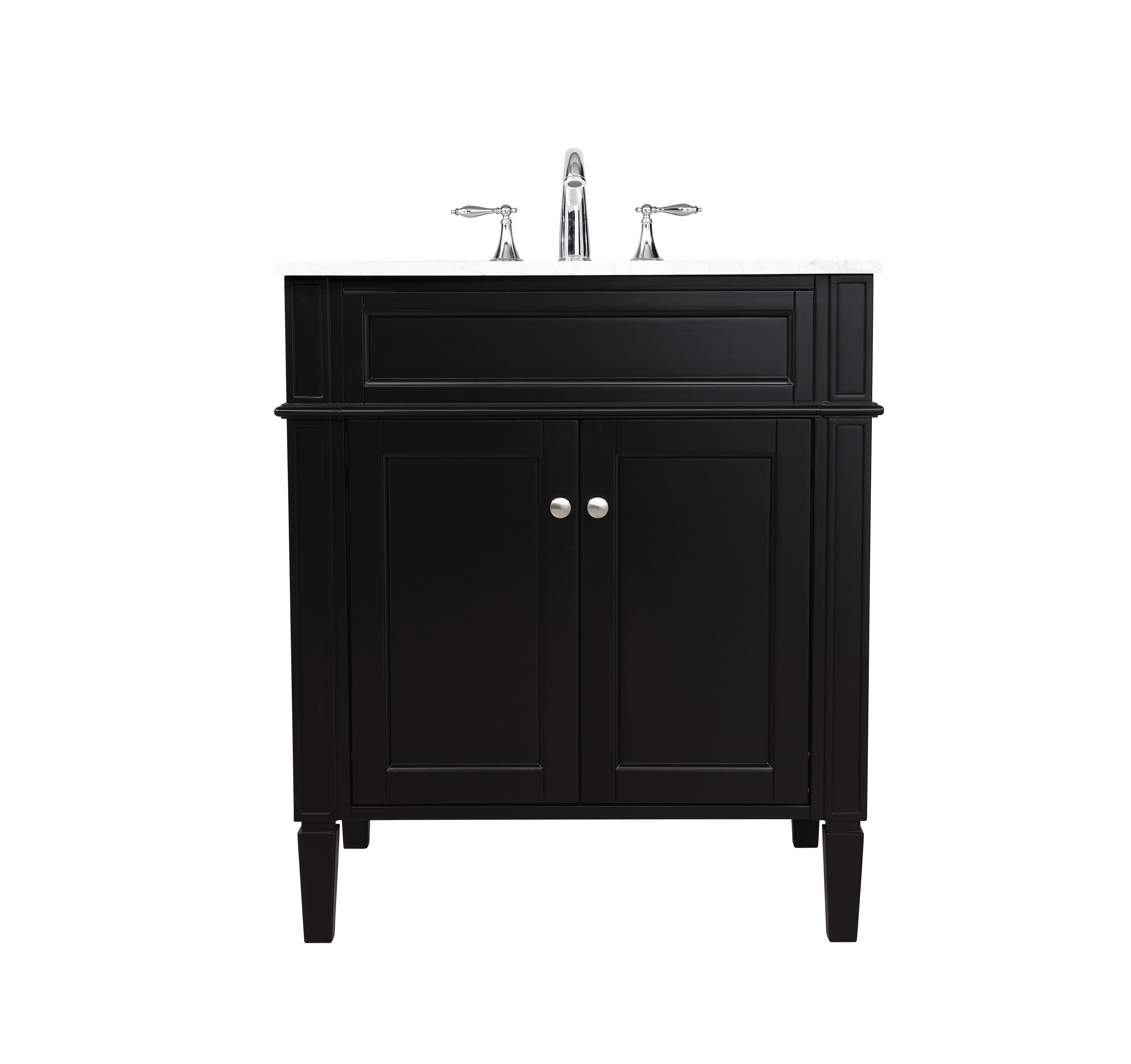 Elegant Decor Park Avenue 30" Solid Wood & Metal Single Bathroom Vanity in Black