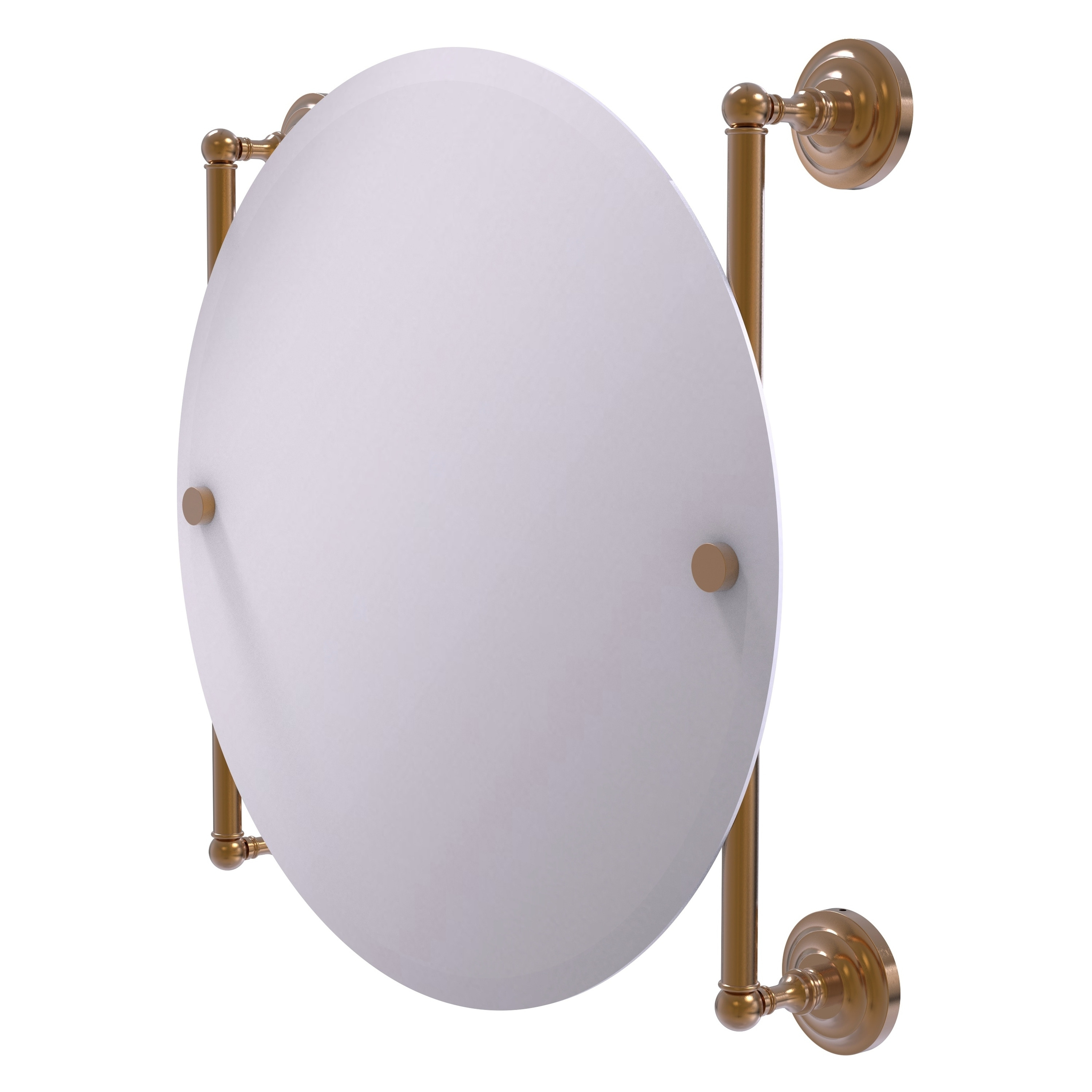 Que New Collection Round Frameless Rail Mounted Mirror - Brushed Bronze