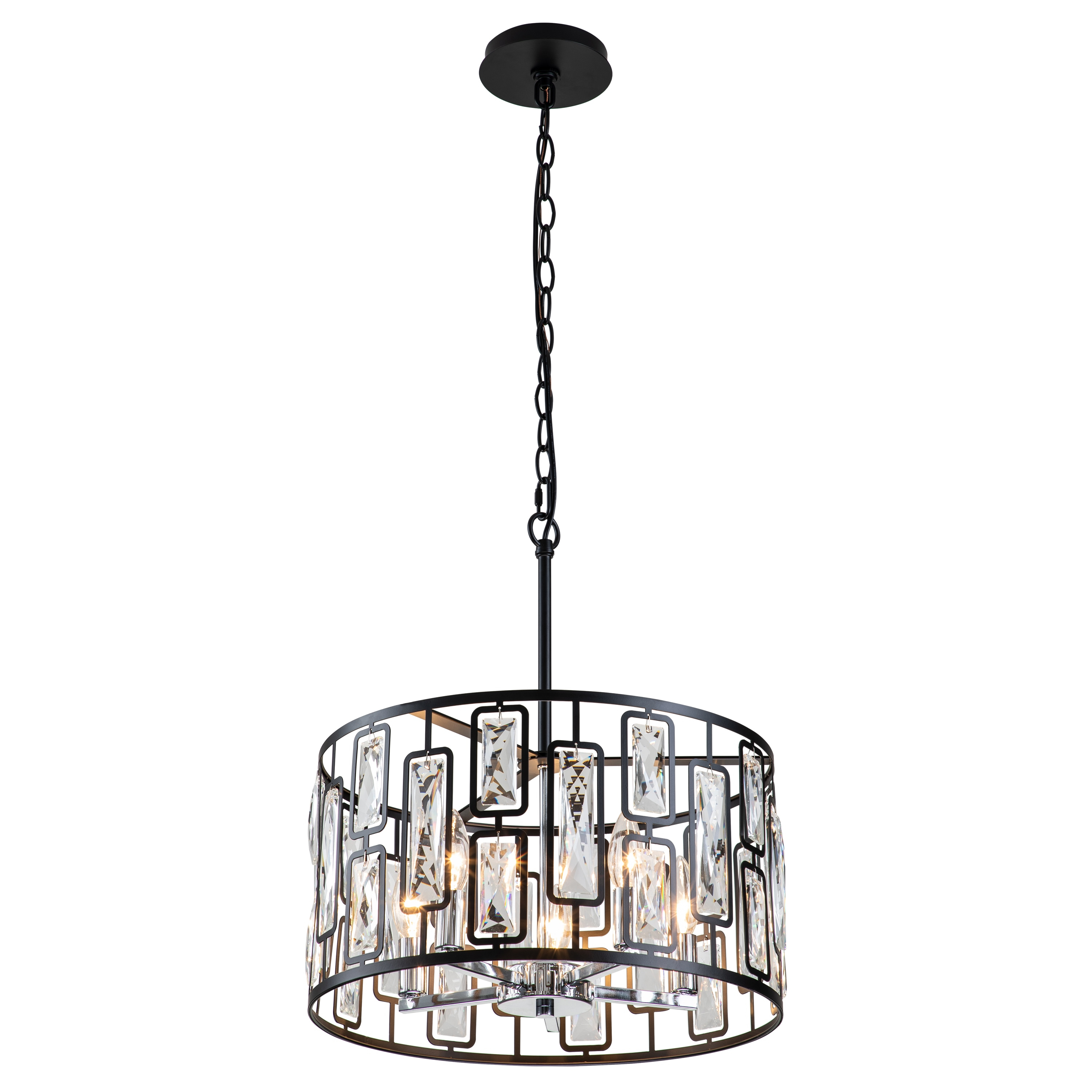 C Cattleya 5-Light Black Drum Chandelier with Clear Crystals