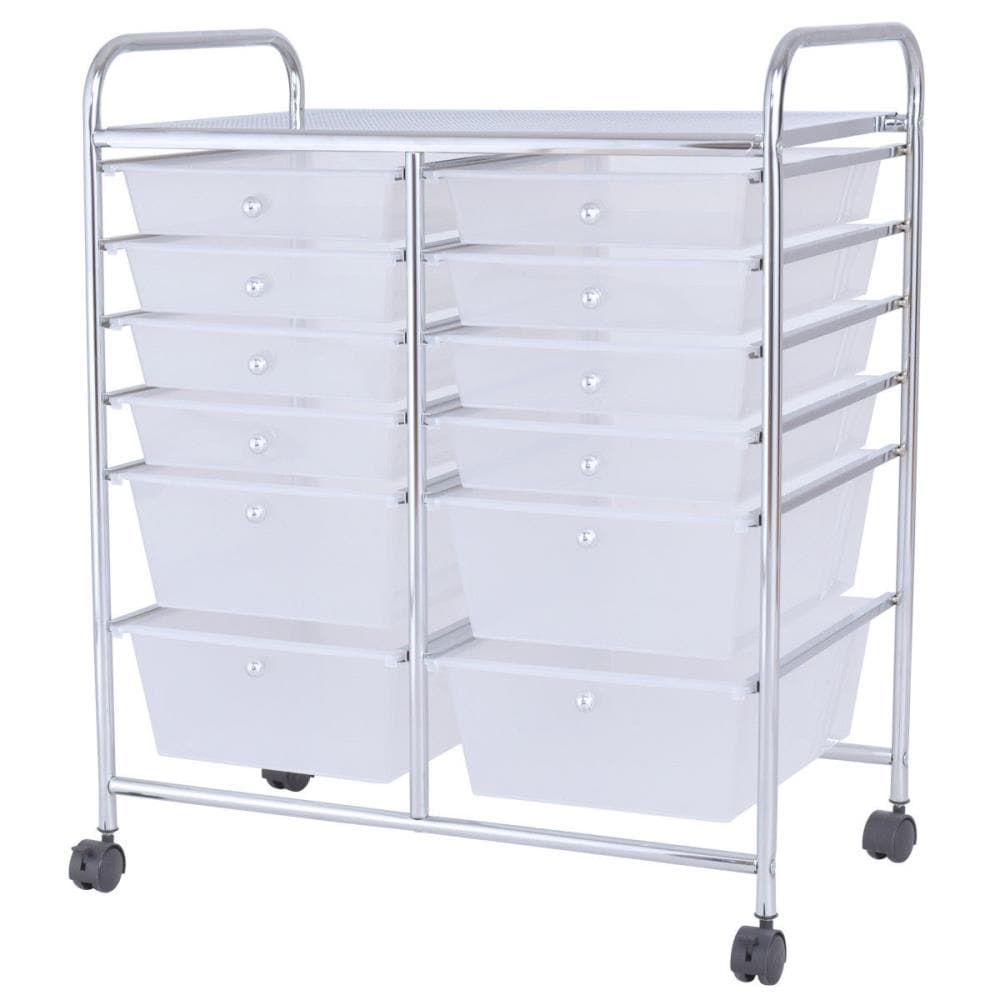 Canddidliike 12 Storage Drawer Organizer Bins Rolling Cart, Craft Storage, Multipurpose Organizer Cart for Home, Office, School