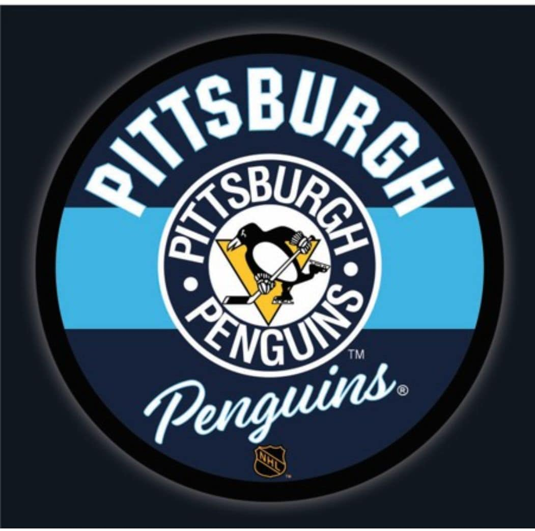 Pittsburgh Penguins Round Blue and Black Acrylic LED Wall Decor