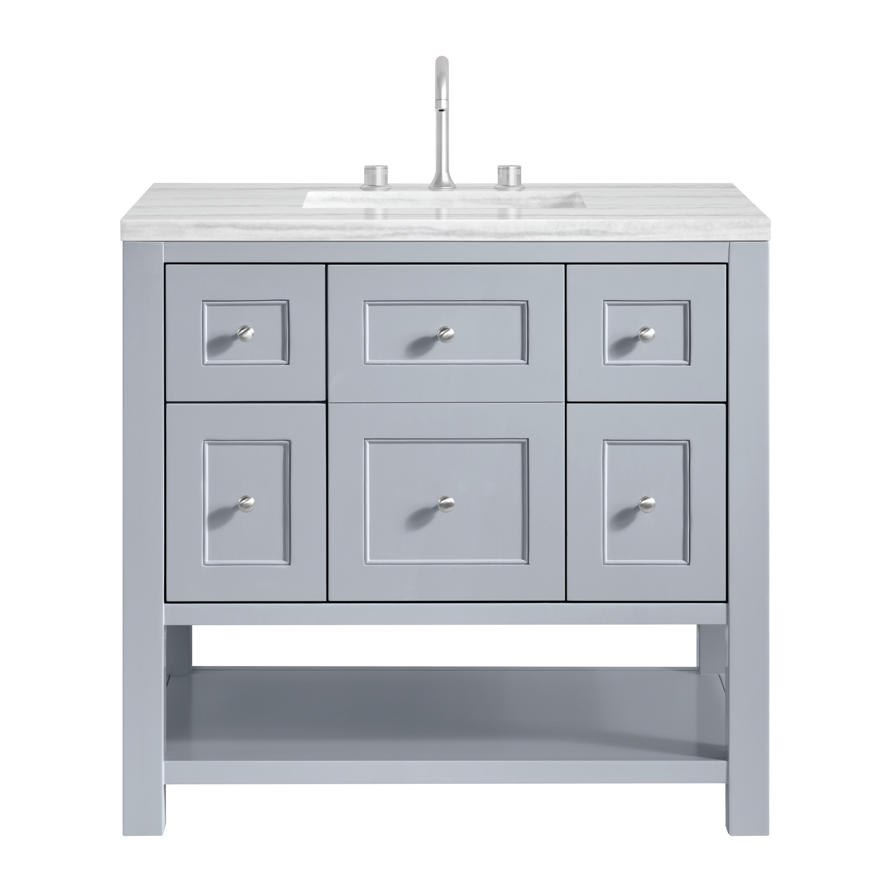 James Martin Vanities 330-V36-SRB-3LDL 36 in. Breckenridge Single Vanity with 3 cm Lime Delight Quartz Top, Serenity Blue
