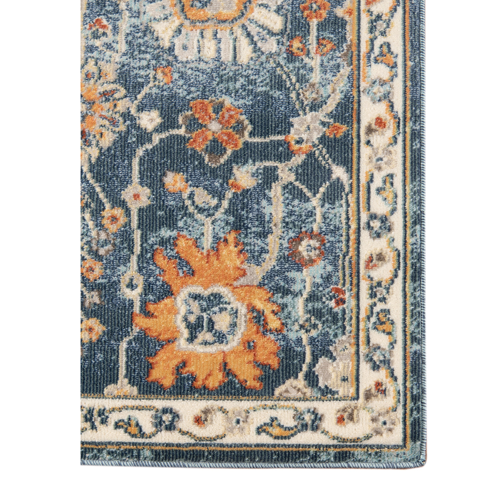 Bohemian Blue and Beige Synthetic 5' x 7' Area Rug