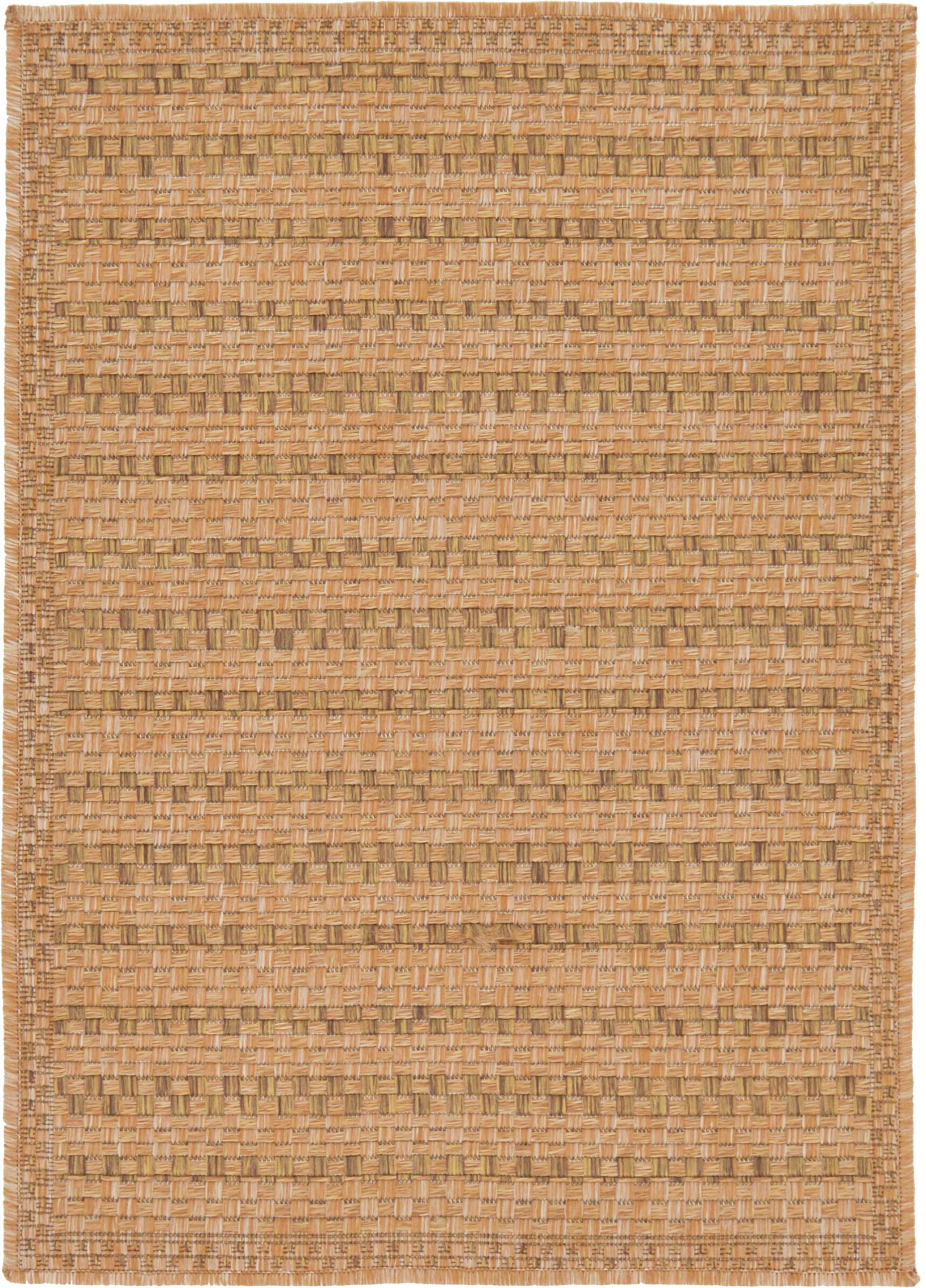 Unique Loom Outdoor Border Collection Area Rug - Checkered (2' 2" x 3' 1" Rectangle Light Brown)